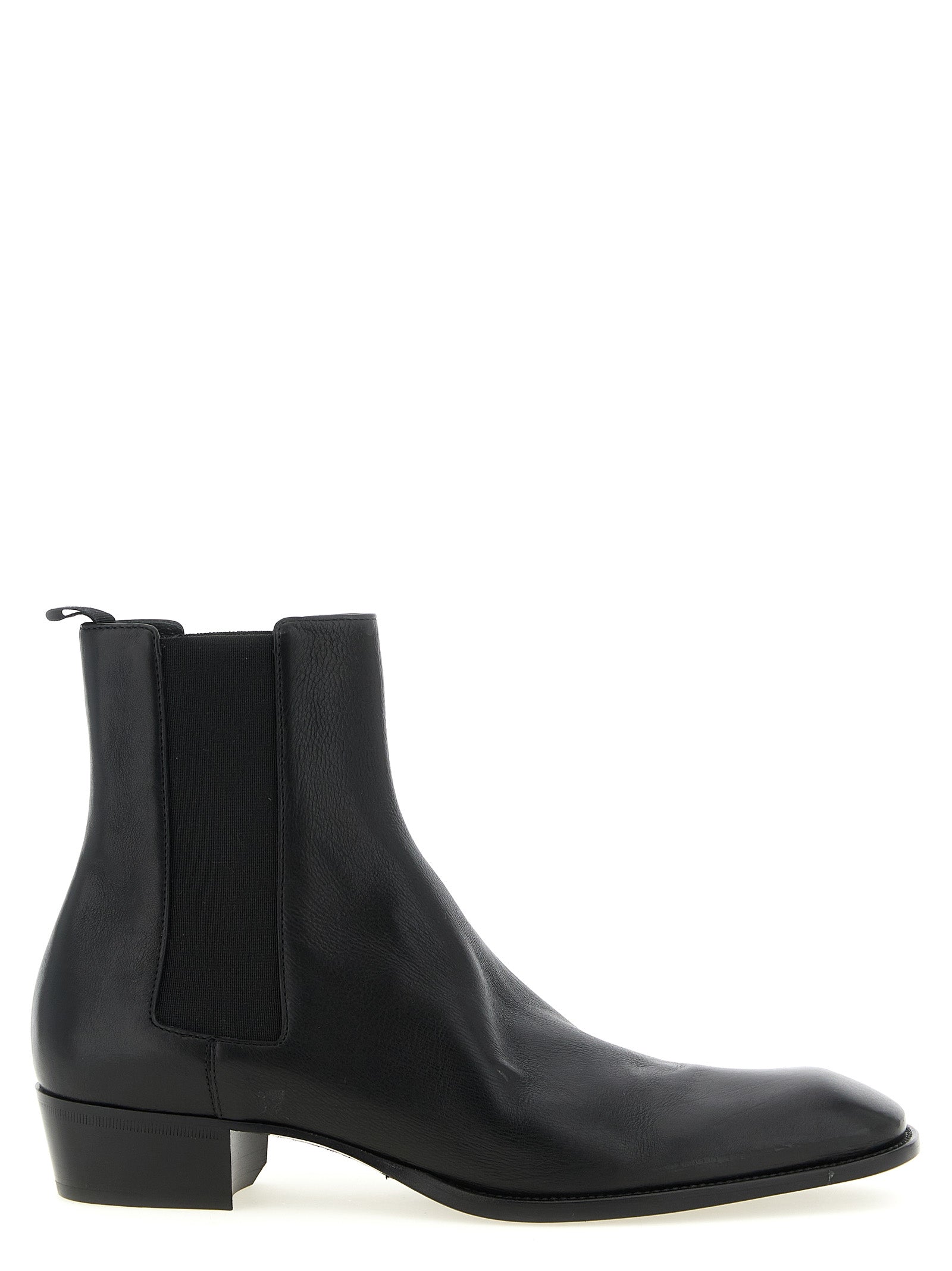 Bottes Chelsea Saint Laurent en cuir de veau noir