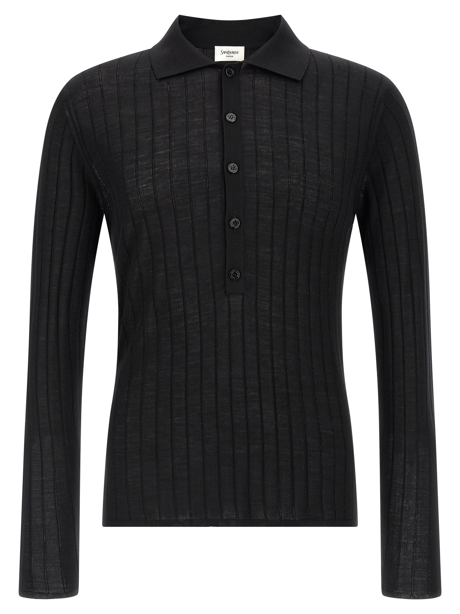 Black Wool Polo Shirt