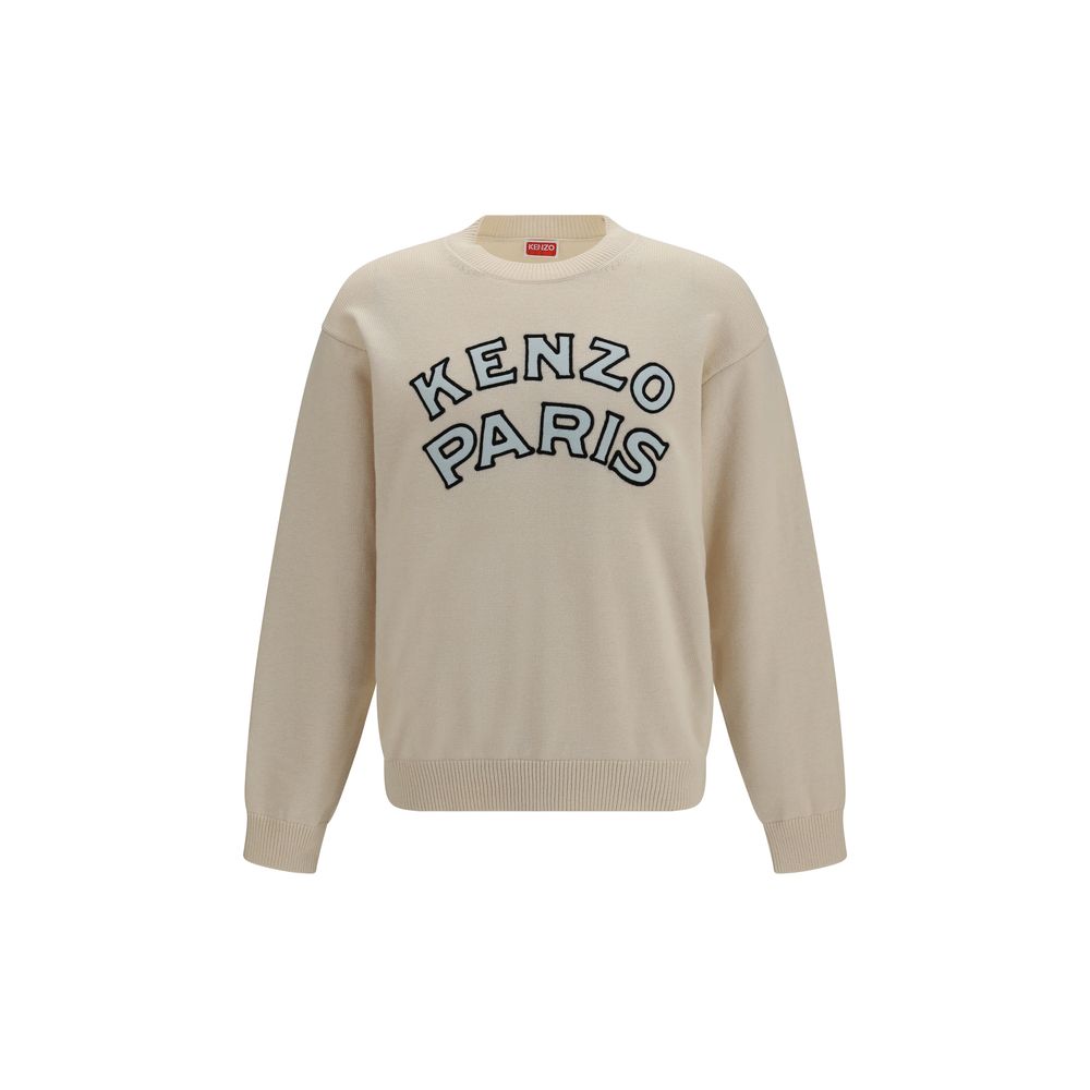 Beiges Woll-Baumwoll-Sweatshirt mit Aries-Stickerei