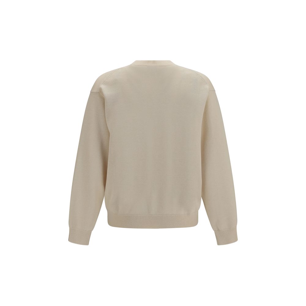 Beiges Woll-Baumwoll-Sweatshirt mit Aries-Stickerei