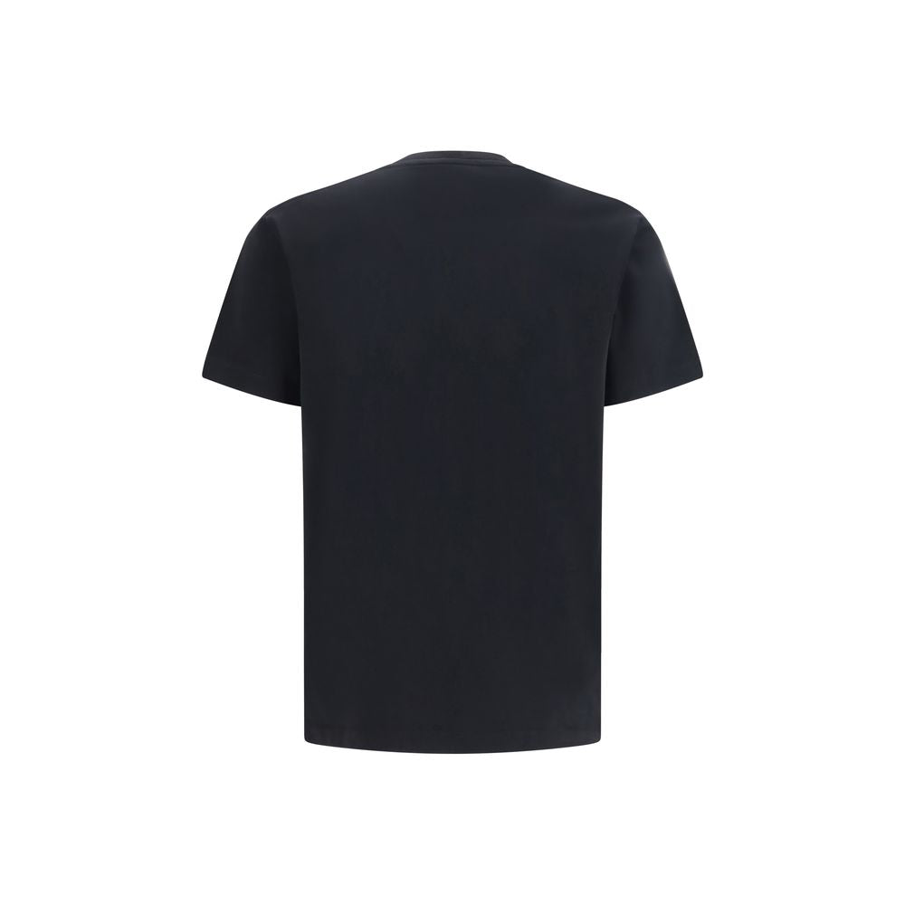 Schwarzes Baumwoll-T-Shirt mit grafischem Brustaufdruck