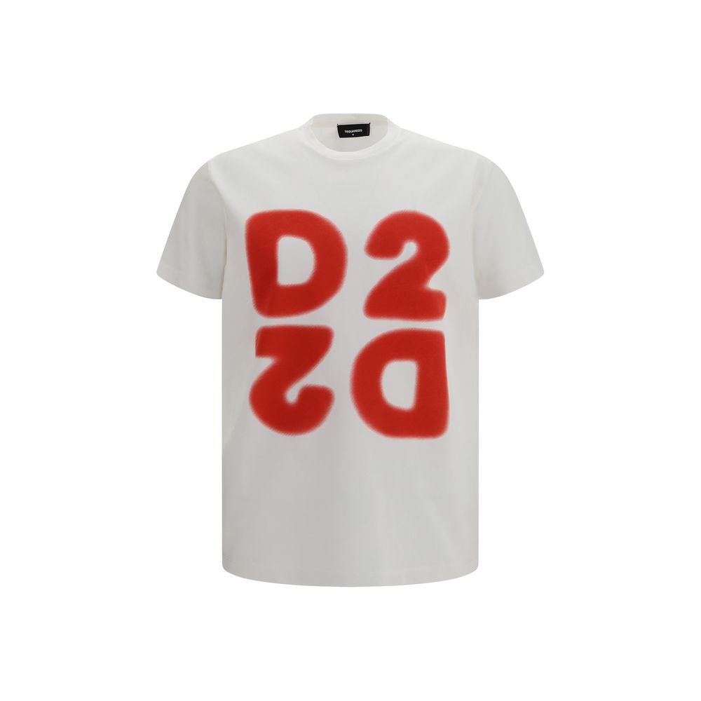White Cotton T-Shirt with Graphic Chest Print