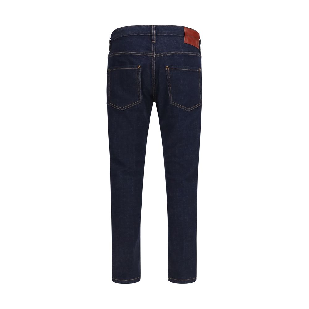 Blaue Baumwolljeans, schmal geschnitten