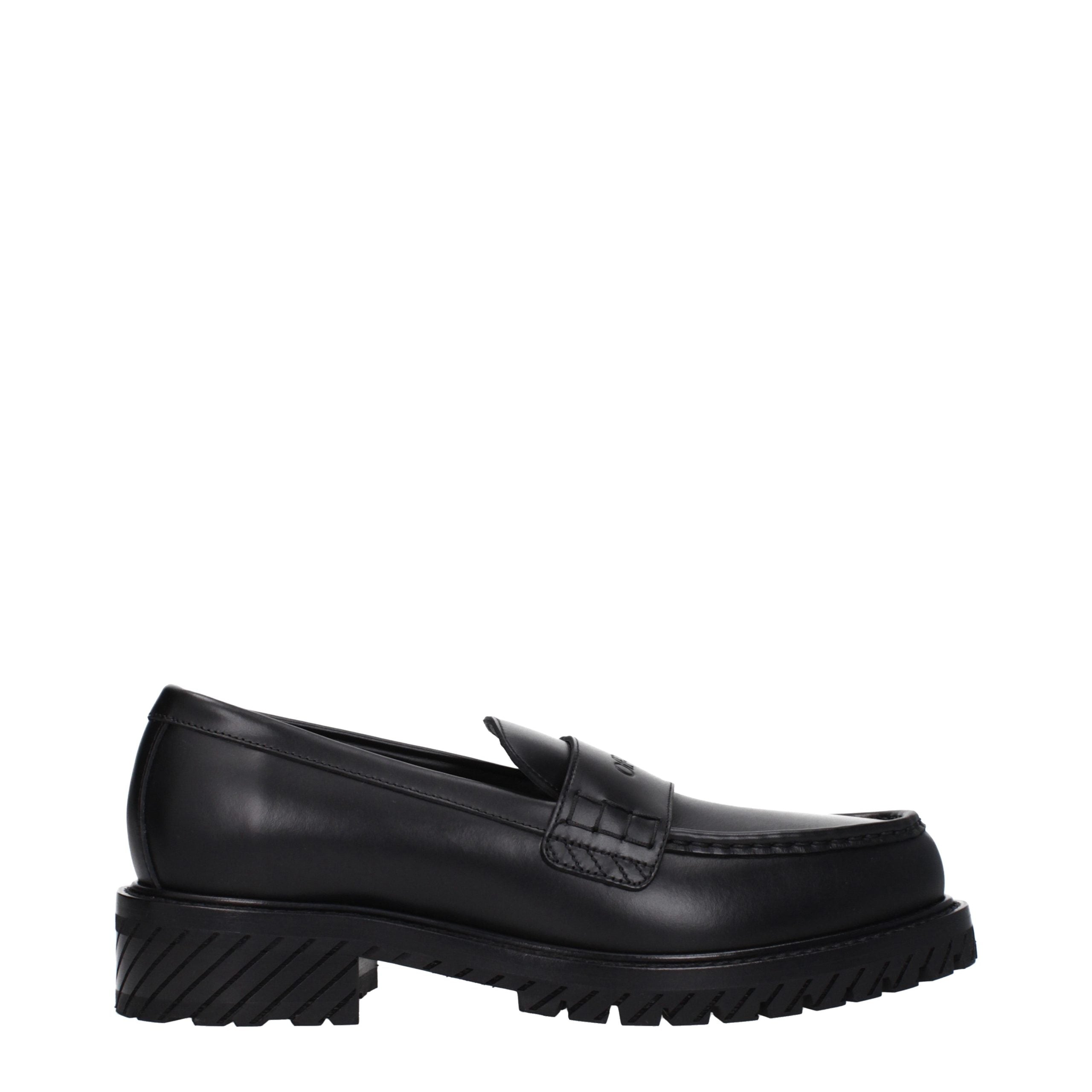 Schwarze Leder-Loafer mit Logo vorne