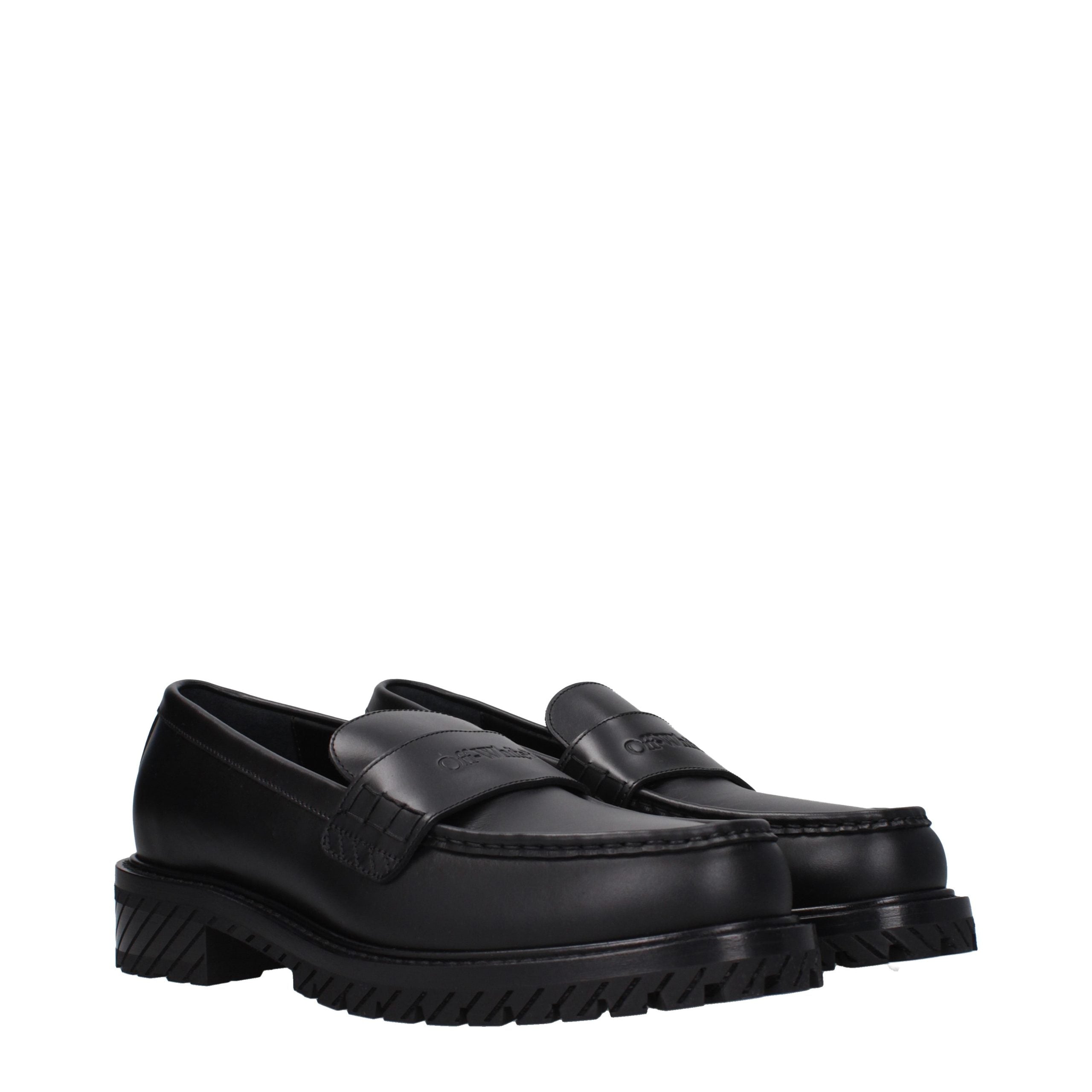 Schwarze Leder-Loafer mit Logo vorne