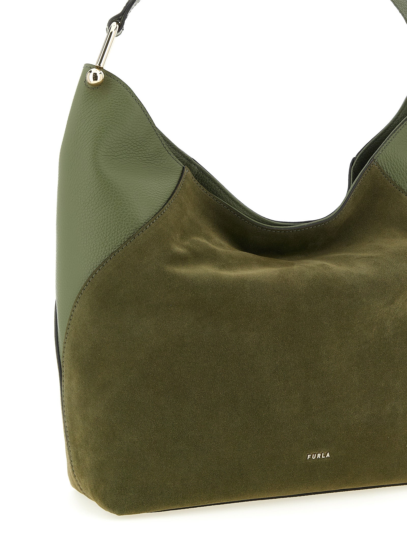 Furla Green Lara Large Shoulder Bag Calf Leather