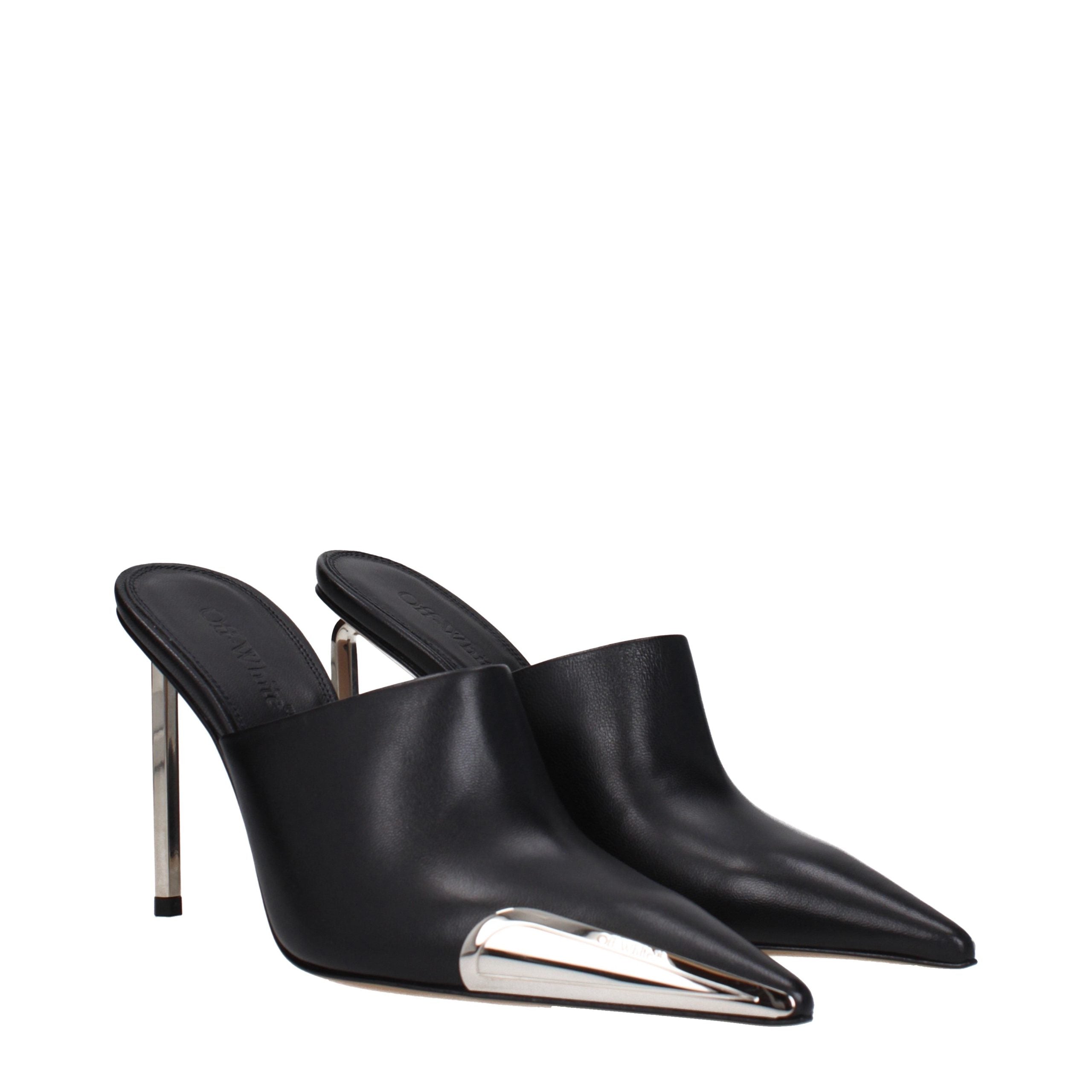 Schwarze Pumps aus Leder mit hohem Absatz und Logo-Detail