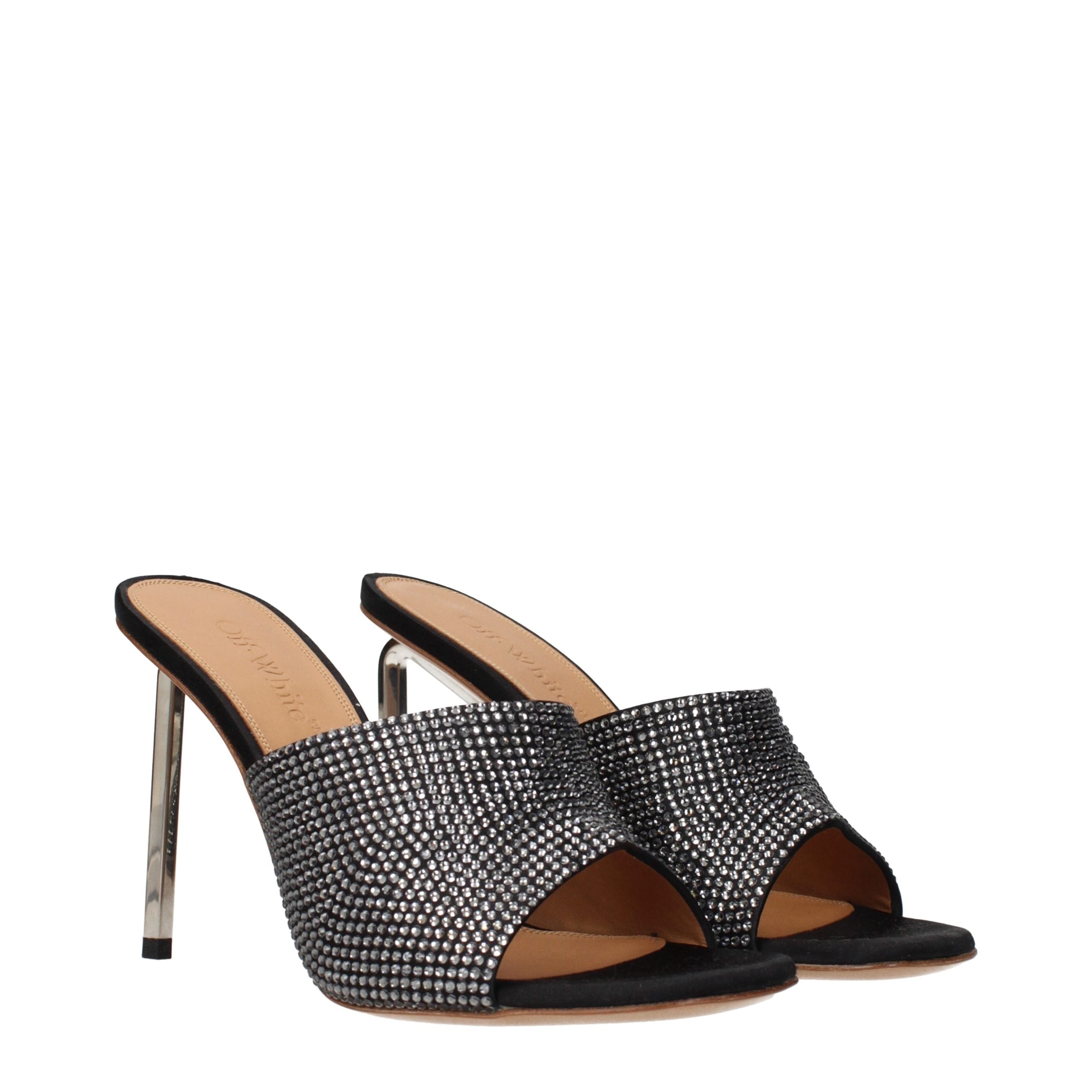 Schwarze Satin-Stiletto-Sandalen