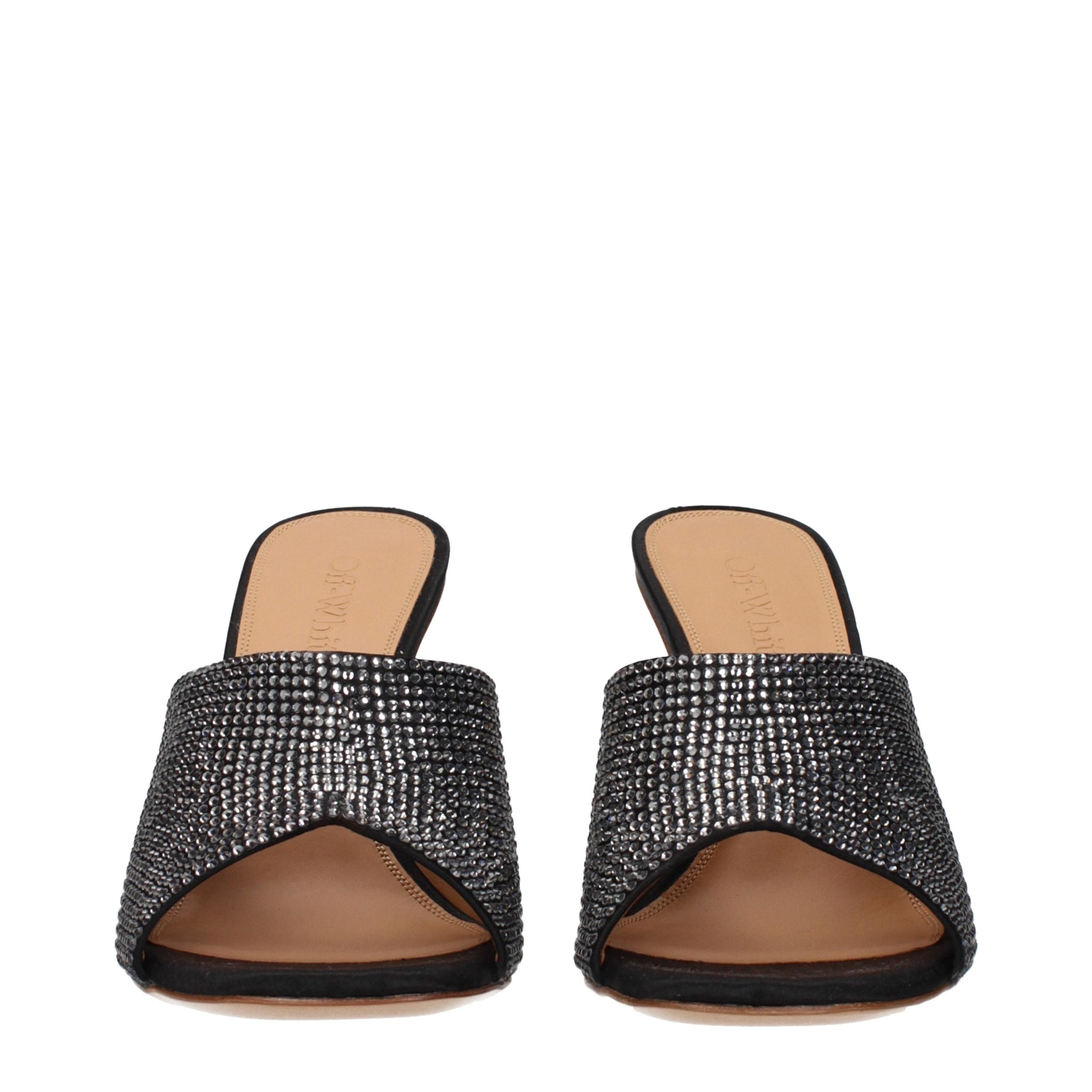 Schwarze Satin-Stiletto-Sandalen