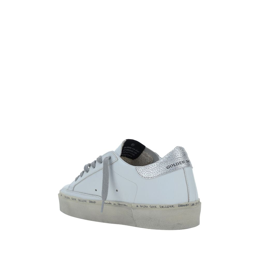 White Leather Low Top Sneakers with Star Detail