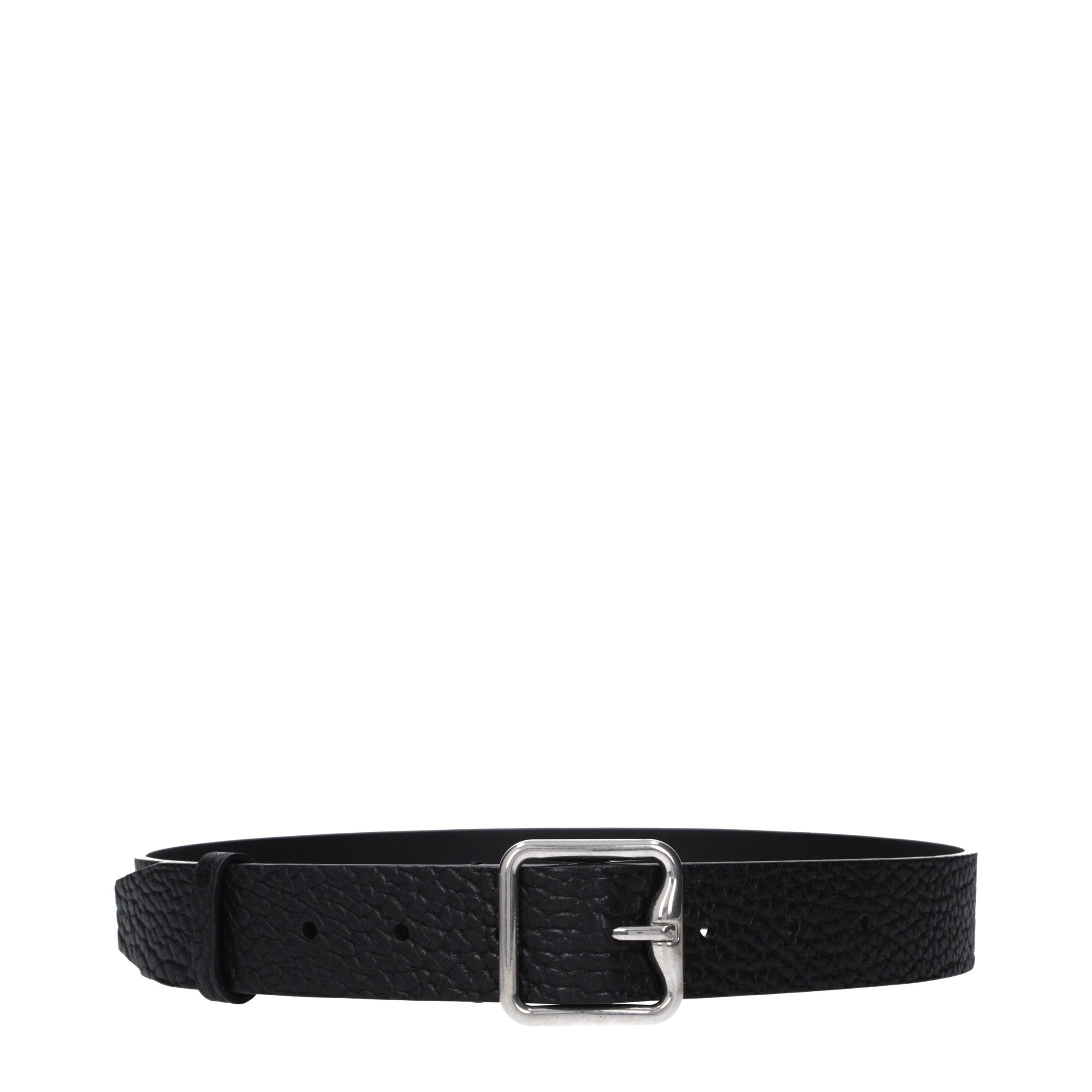 Black Leather Belt with Vintage Effect
