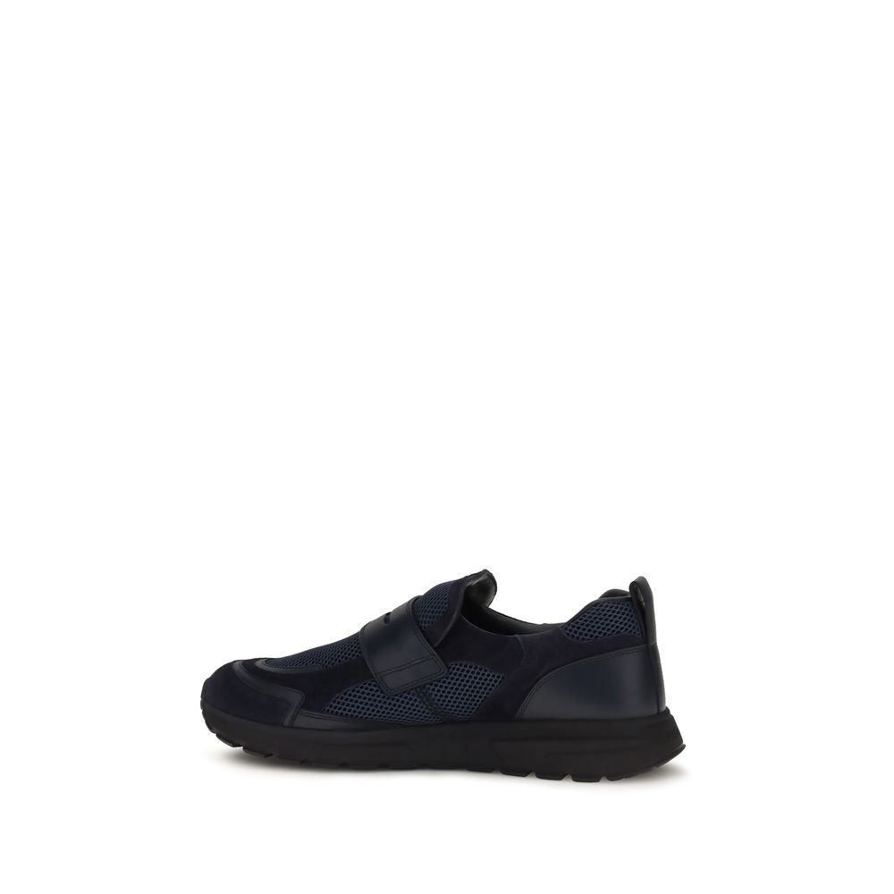 Blaue Kalbsleder-Sportschuhe aus Bos Taurus