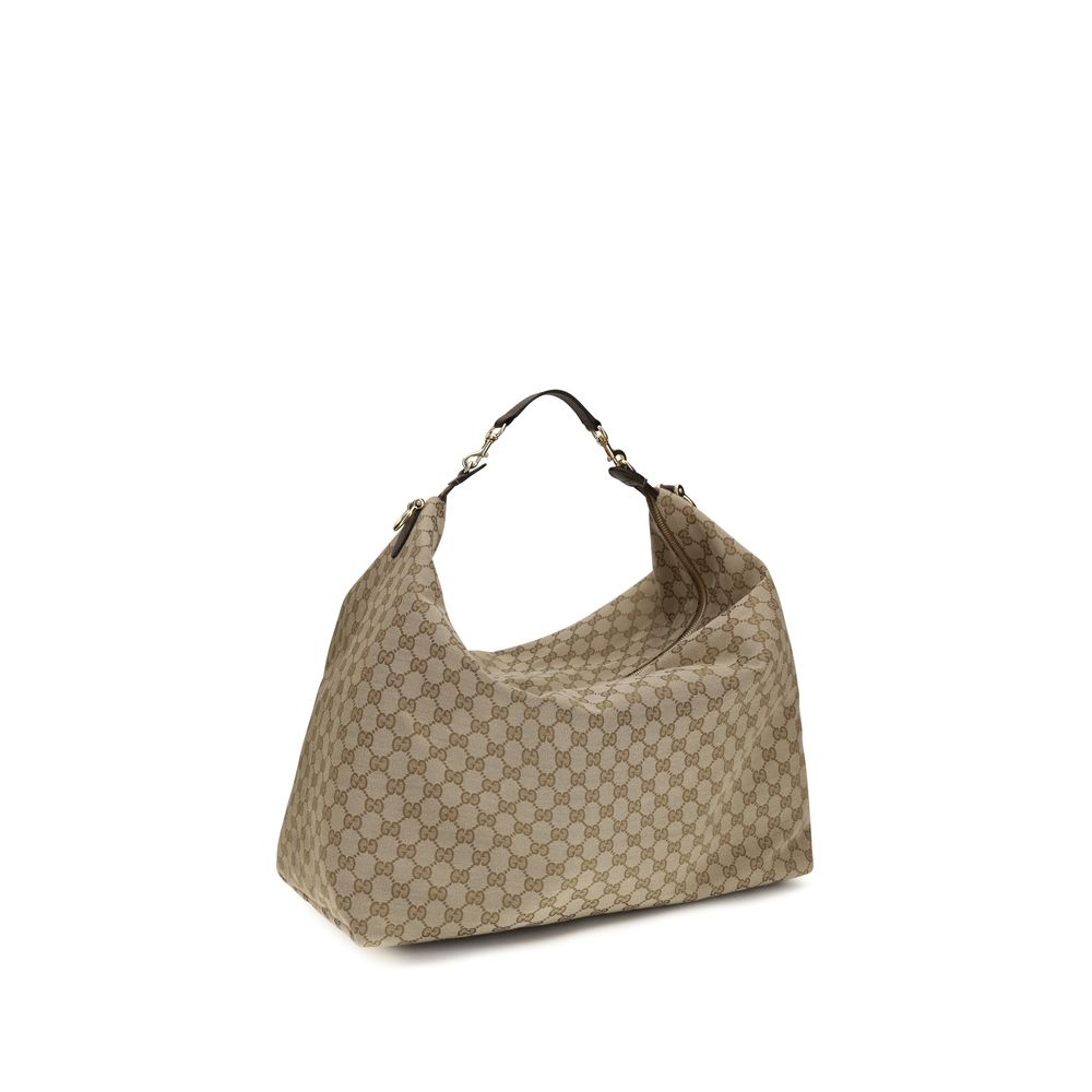Beige Stoff-Schultertasche
