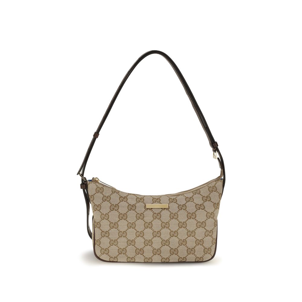 Beige Gucci Lady Lunetta Schultertasche mit Lederbesatz