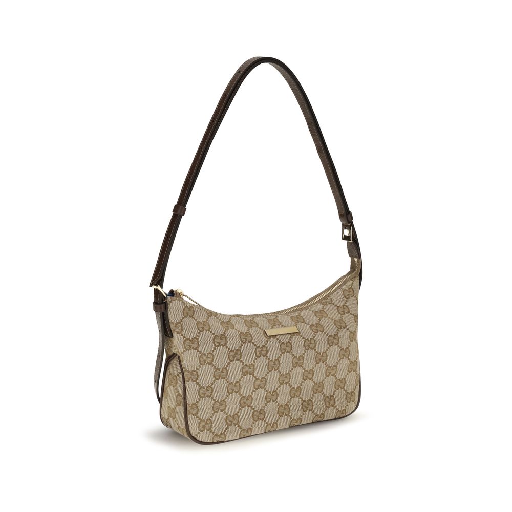 Beige Gucci Lady Lunetta Schultertasche mit Lederbesatz