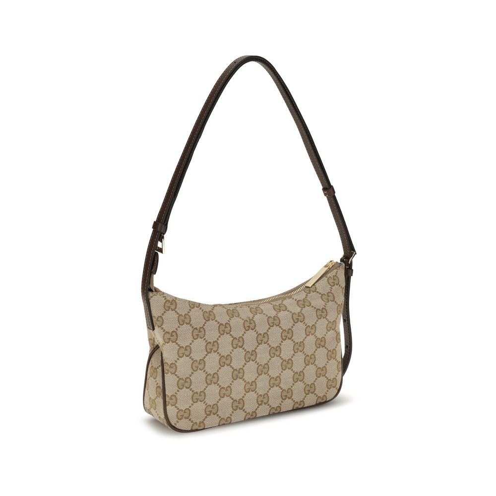 Beige Gucci Lady Lunetta Shoulder Bag with Leather Trim