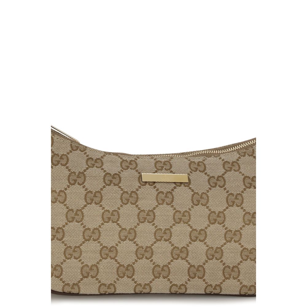 Beige Gucci Lady Lunetta Shoulder Bag with Leather Trim