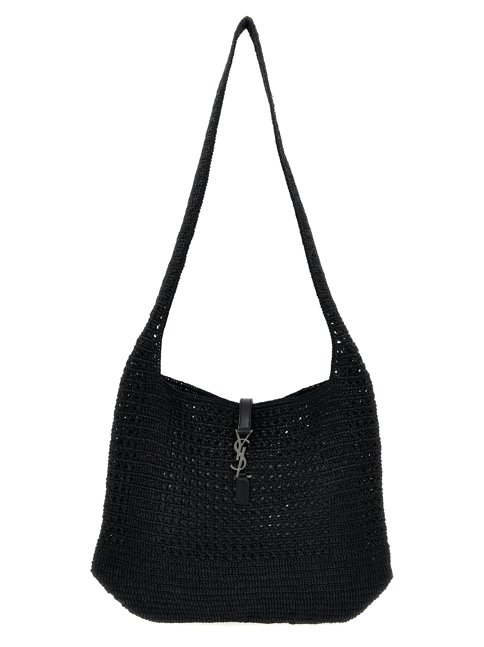 Saint Laurent Black Le 5 à 7 Raffia Tote Bag