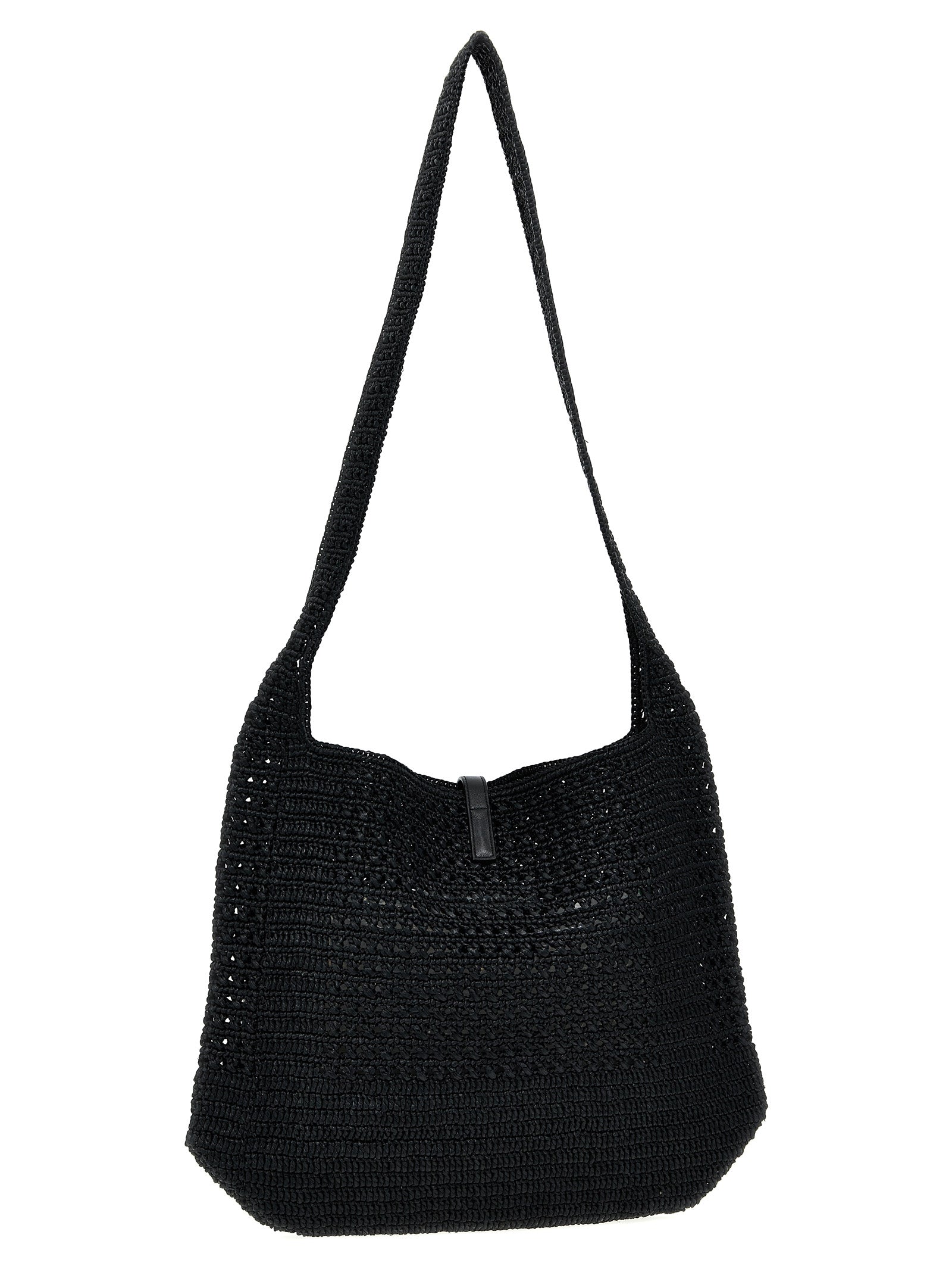 Saint Laurent Black Le 5 à 7 Raffia Tote Bag