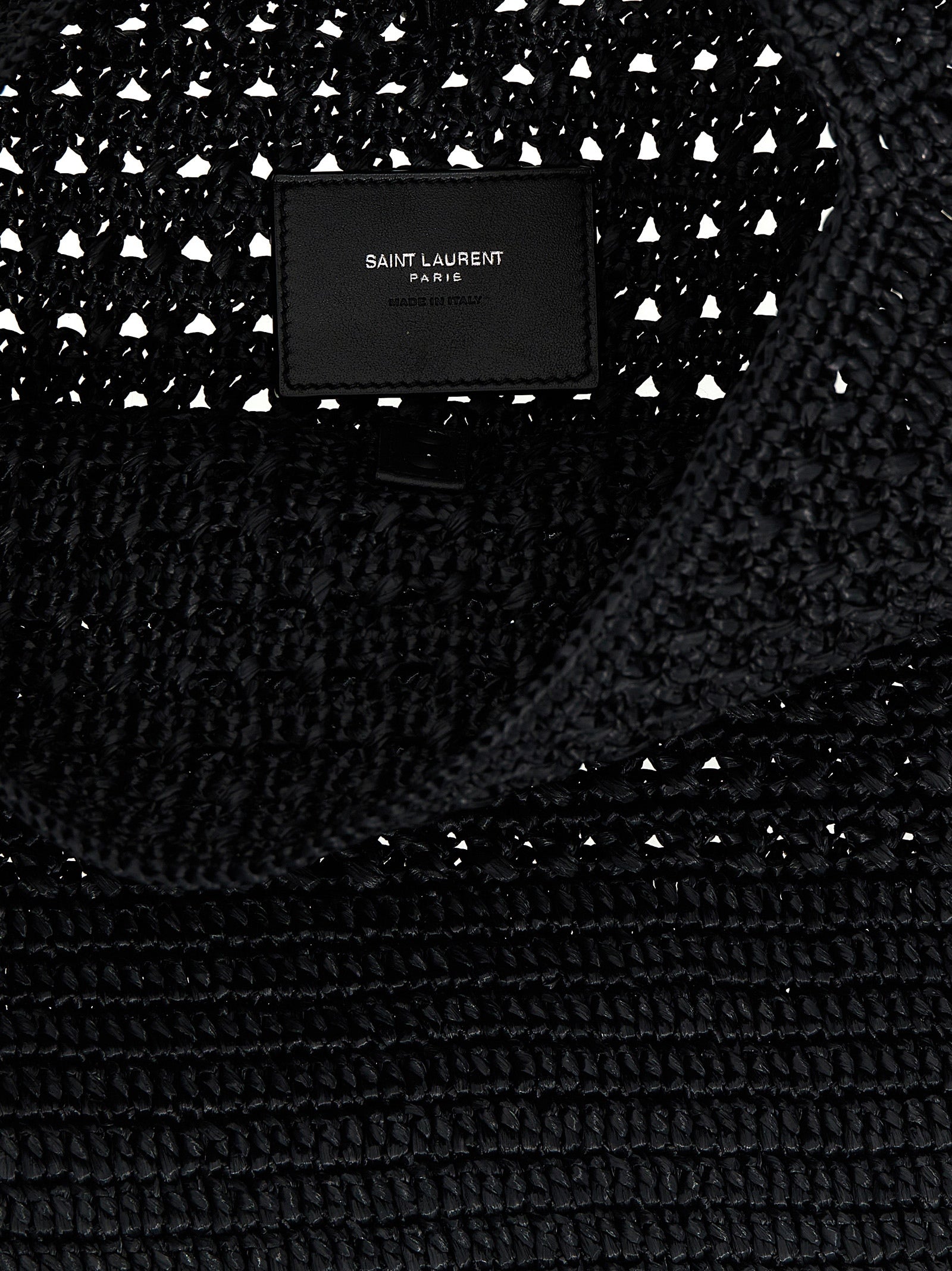 Saint Laurent Black Le 5 à 7 Raffia Tote Bag