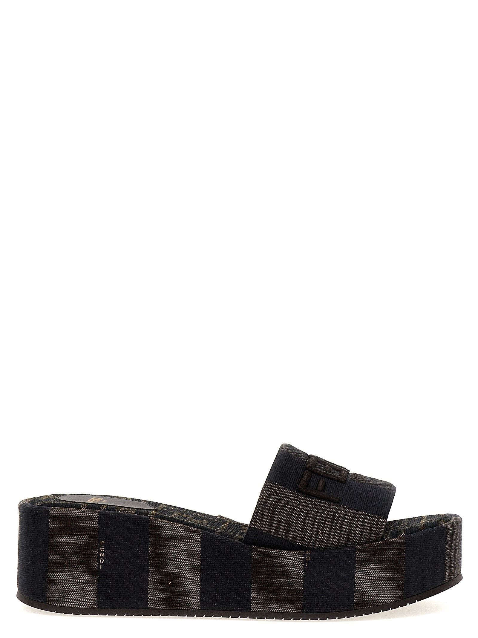 Fendi Brown Sunshine Cotton Slides