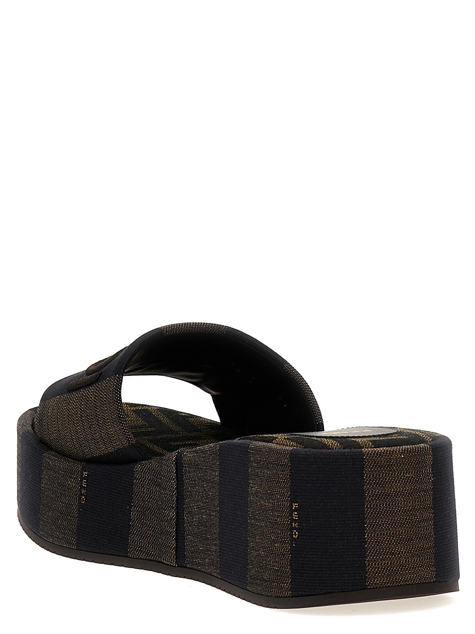 Fendi Brown Sunshine Cotton Slides
