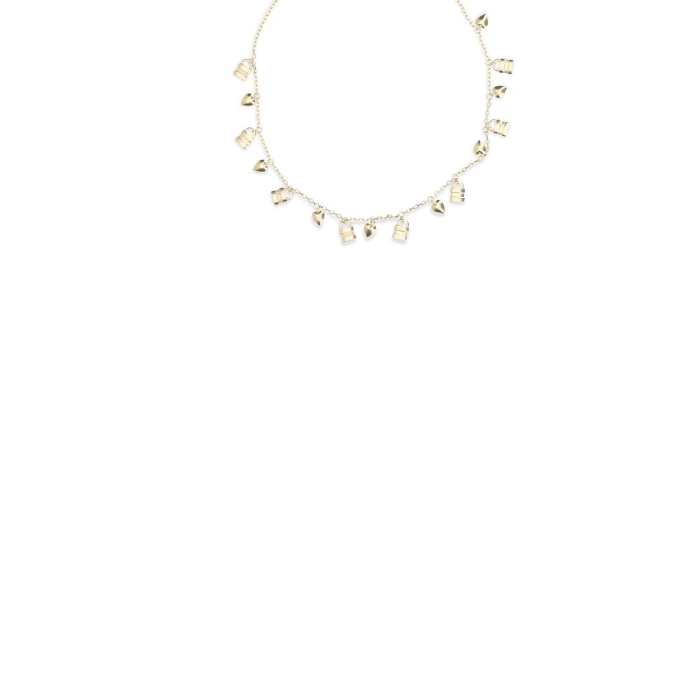 Gold-tone Brass Necklace with Mini Charms