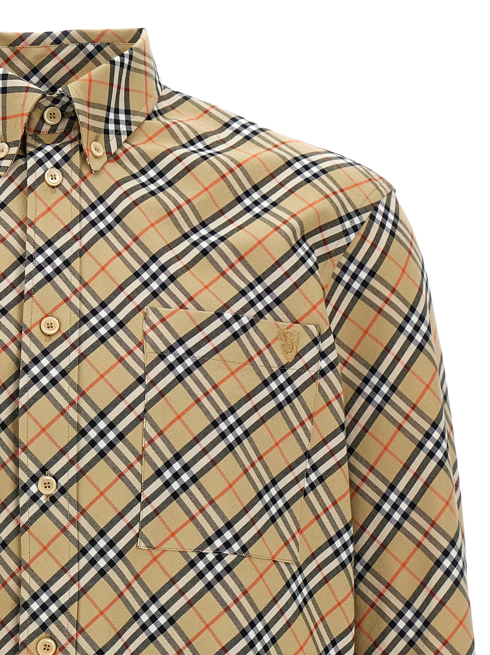 Burberry Beige Cotton Check Print Shirt