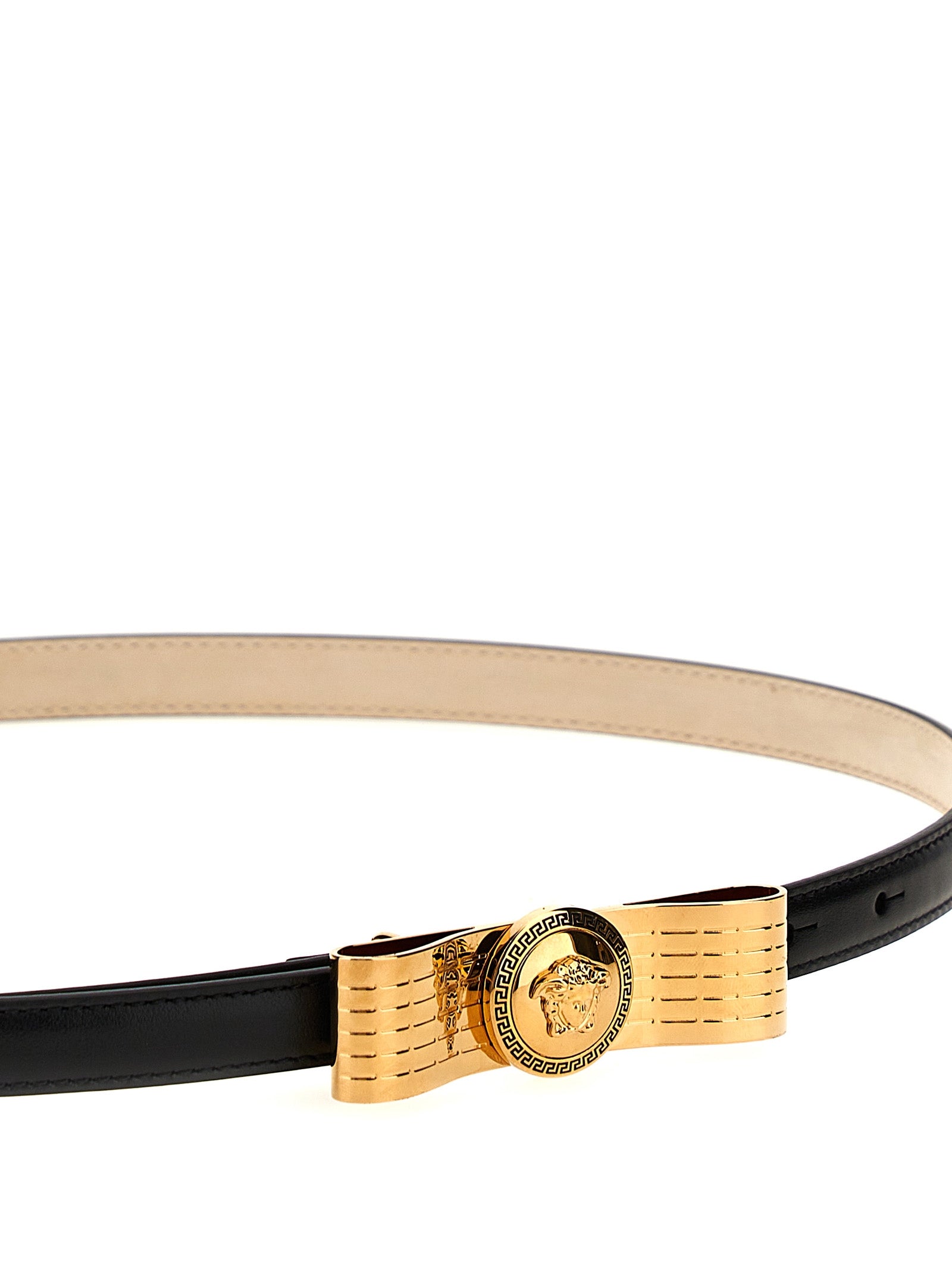 Versace Black Medusa Bow Leather Belt