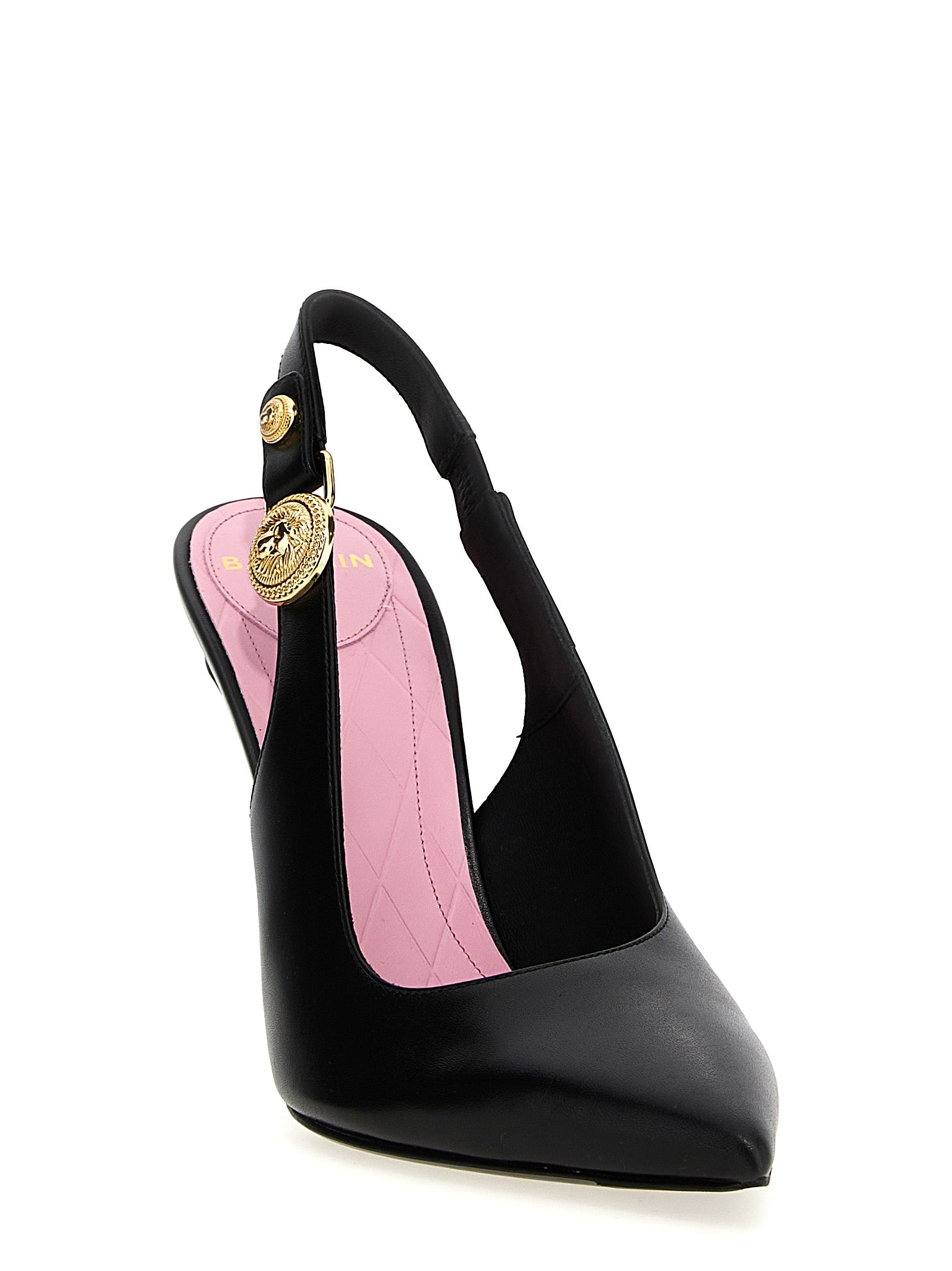 Balmain Black Eva Leather Slingback Pumps
