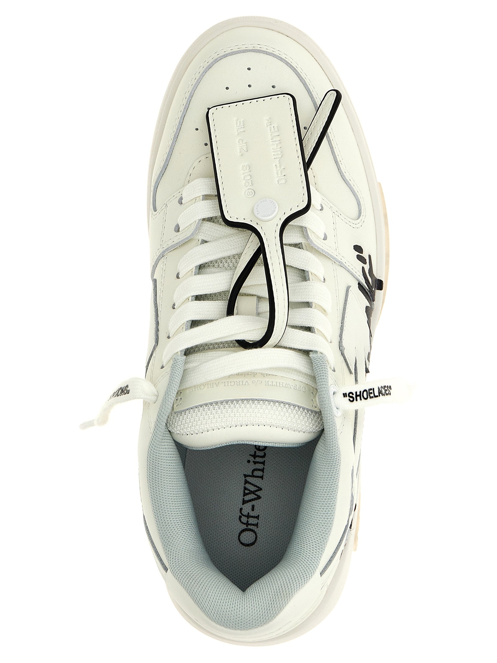 Off-White White Black Leather Low Top Sneakers