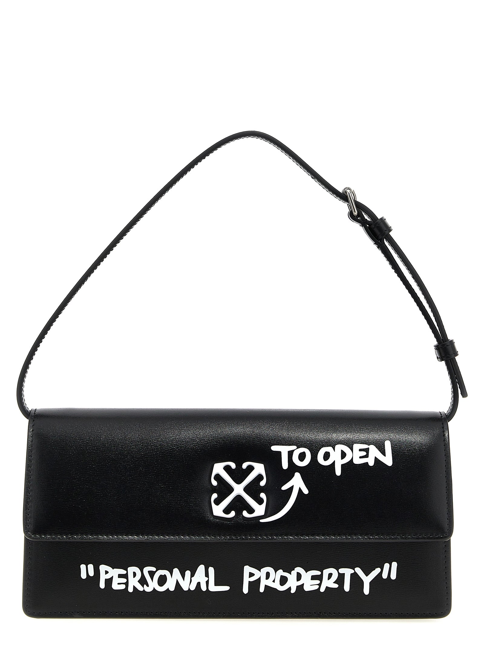 Off-White White Black Jitney 1.0 Calf Leather Shoulder Bag
