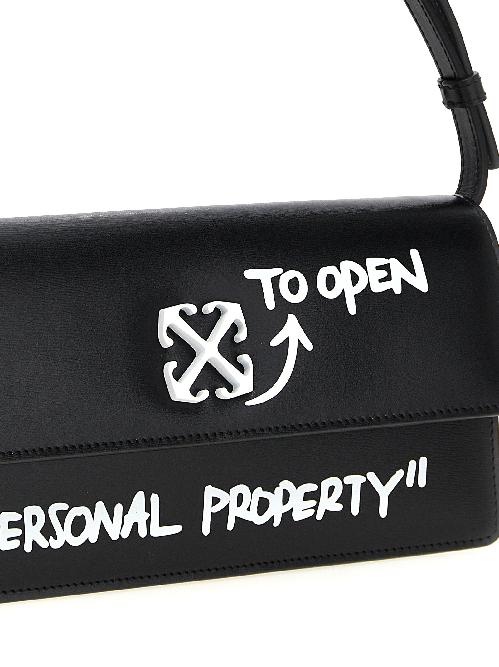 Off-White White Black Jitney 1.0 Calf Leather Shoulder Bag