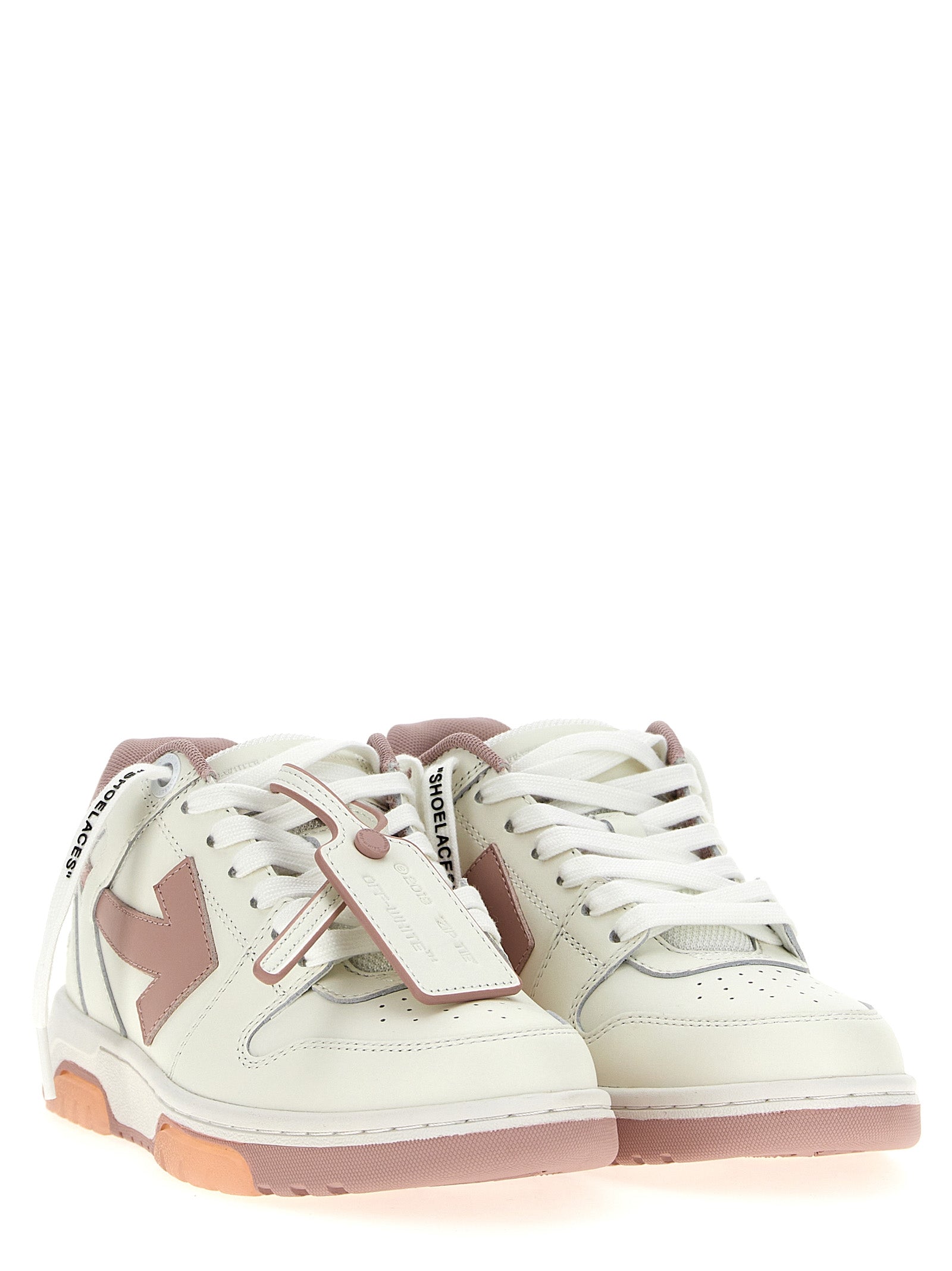 Off-White Pink Leather Low Top Sneakers