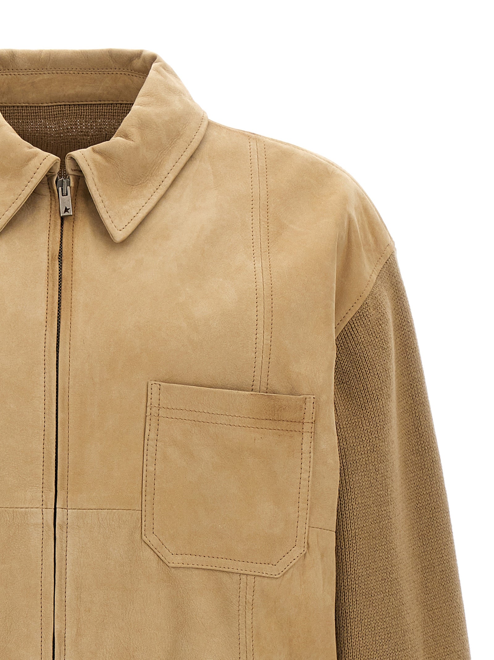 Golden Goose Beige Neil Leather Jacket