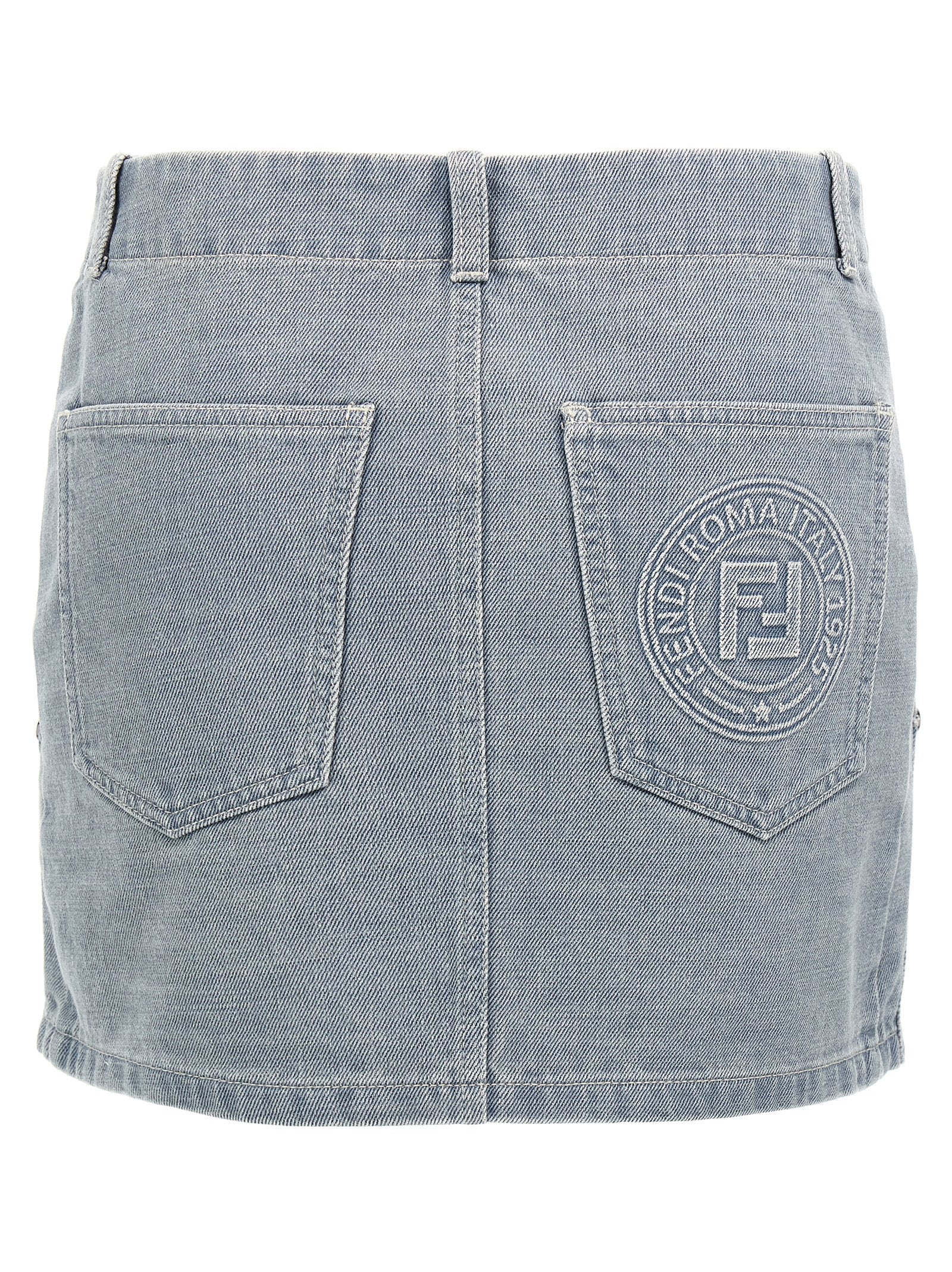 Fendi Gray Cotton Denim Miniskirt
