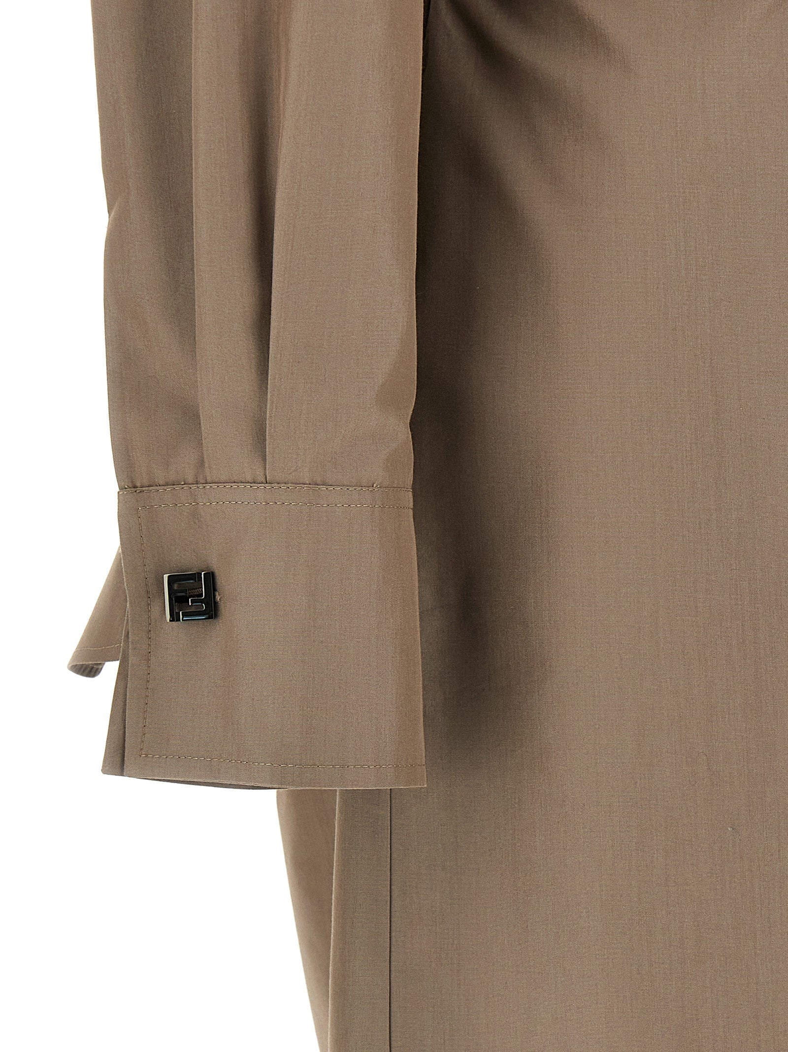 Fendi Gray Cotton Silk Midi Dress