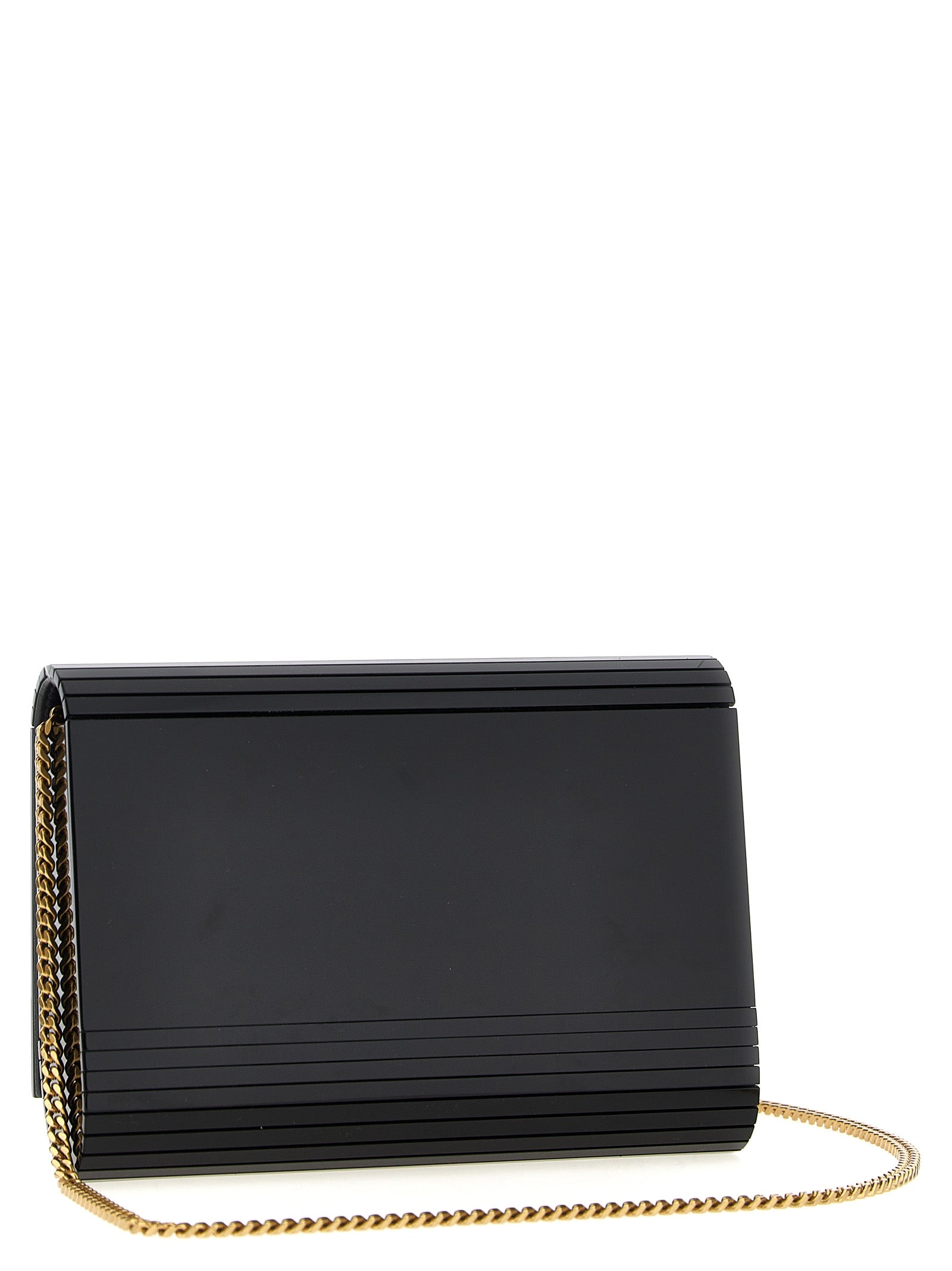 Saint Laurent Black Minaudière Vicky Plexiglass Crossbody Bag