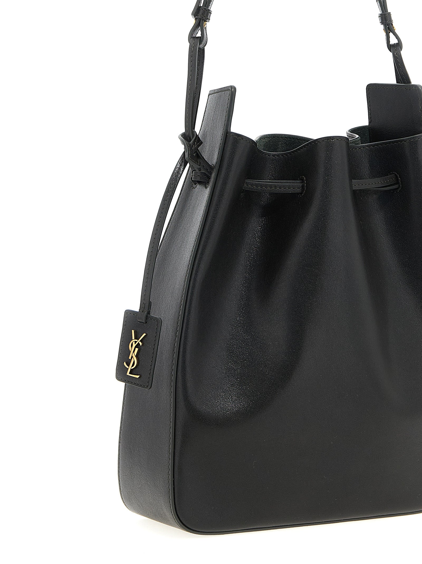 Saint Laurent Green Large Bucket Leather Crossbody Bag