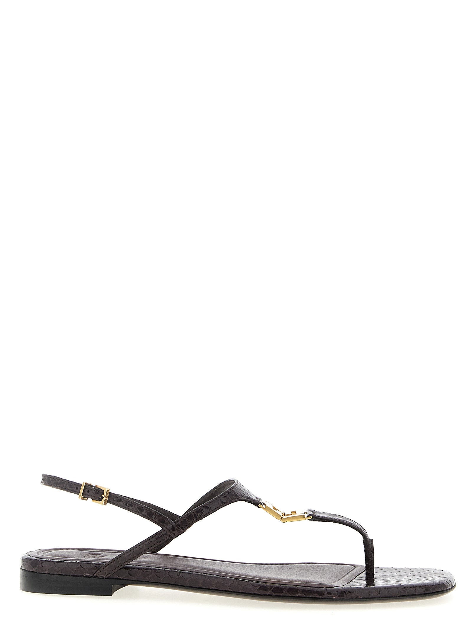 Fendi Purple FFold Ayers Leather Flat Sandals