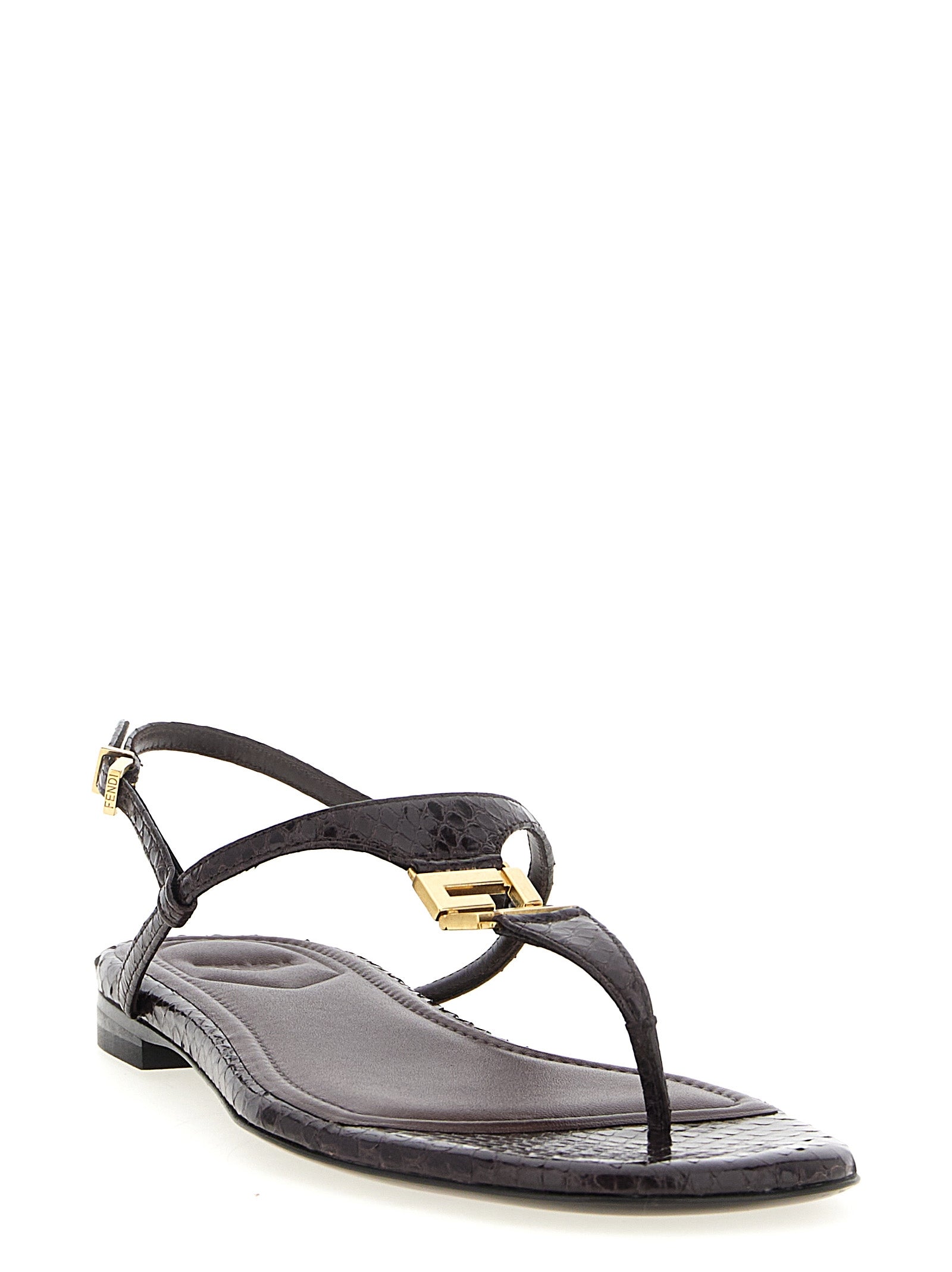 Fendi Purple FFold Ayers Leather Flat Sandals