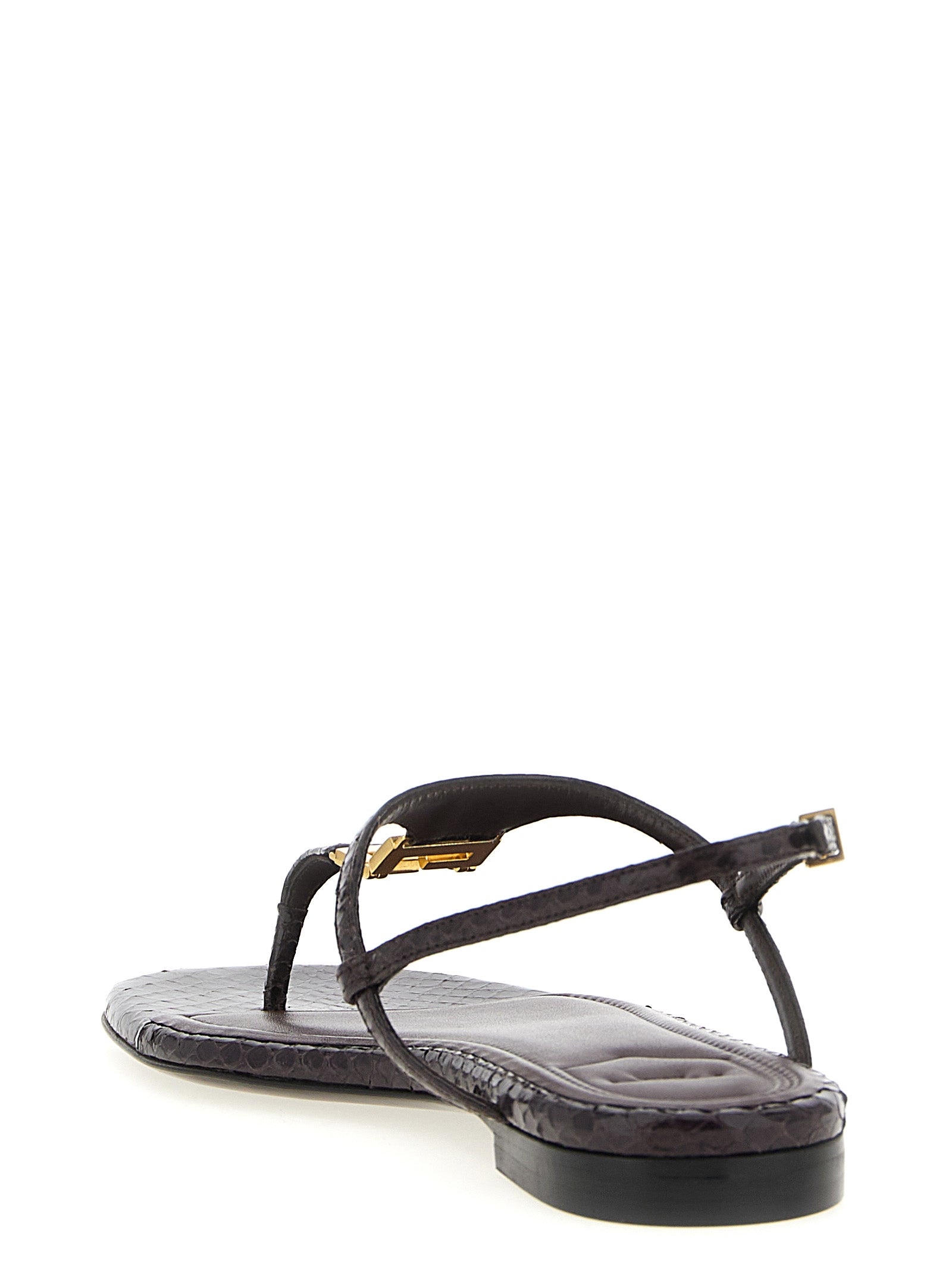 Fendi Purple FFold Ayers Leather Flat Sandals