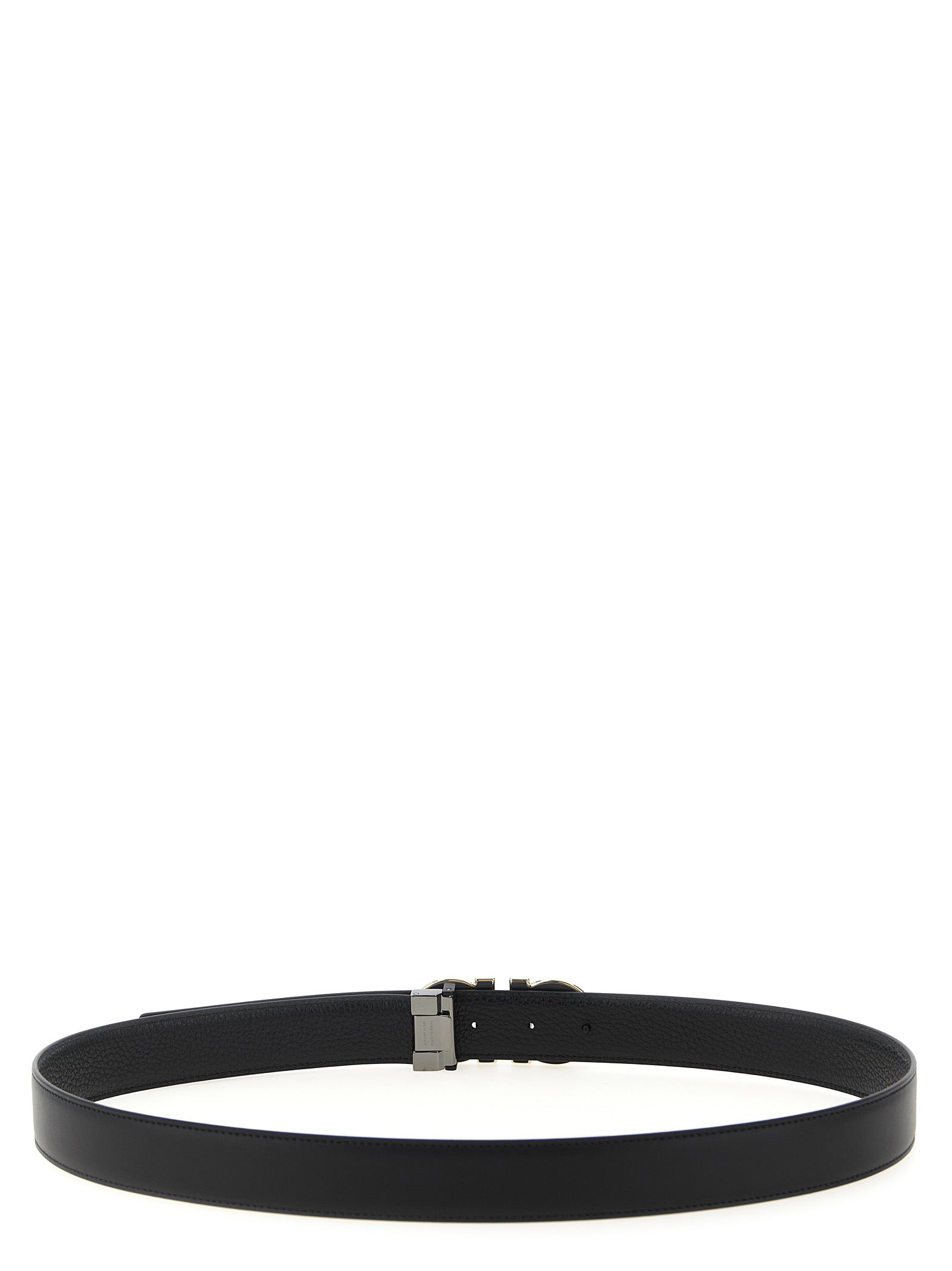 Ferragamo Black Reversible Belt Calf Leather