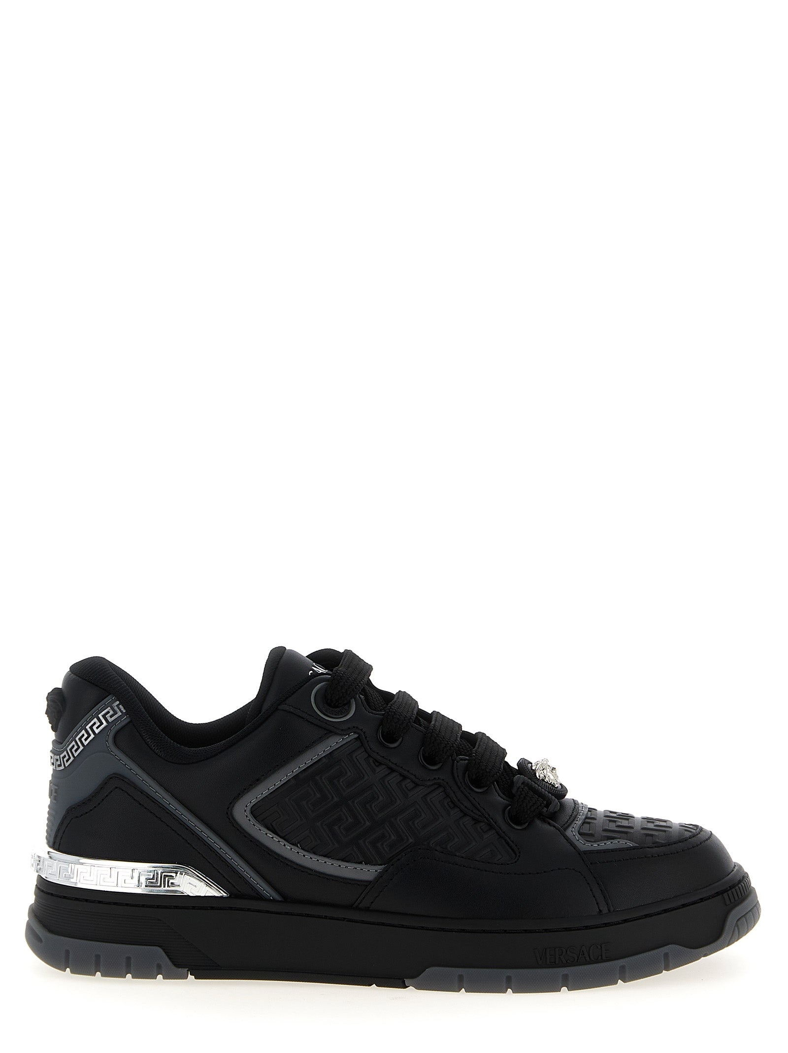 Versace Black Biggie Basket Leather Sneakers