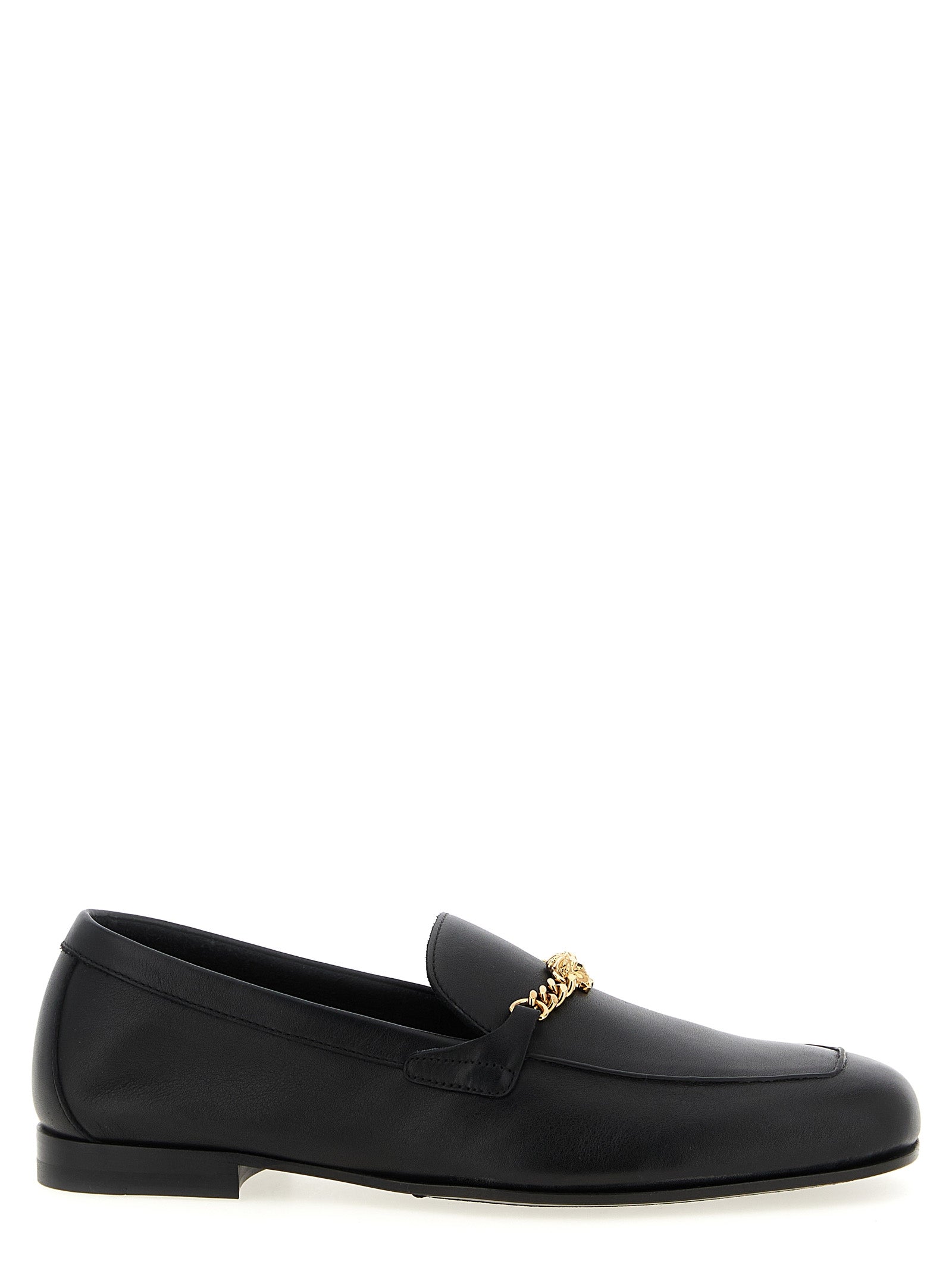 Versace Black Slip-On Loafers Leather
