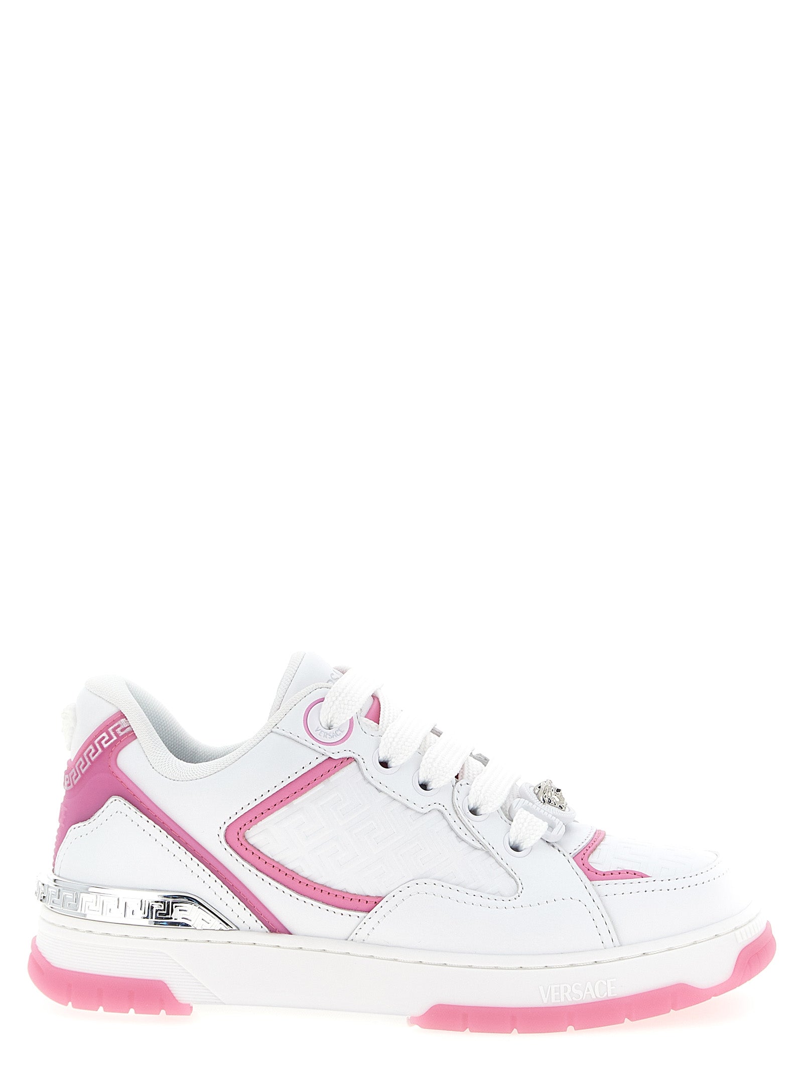 Versace Pink Biggie Basket Athletic Sneakers Leather