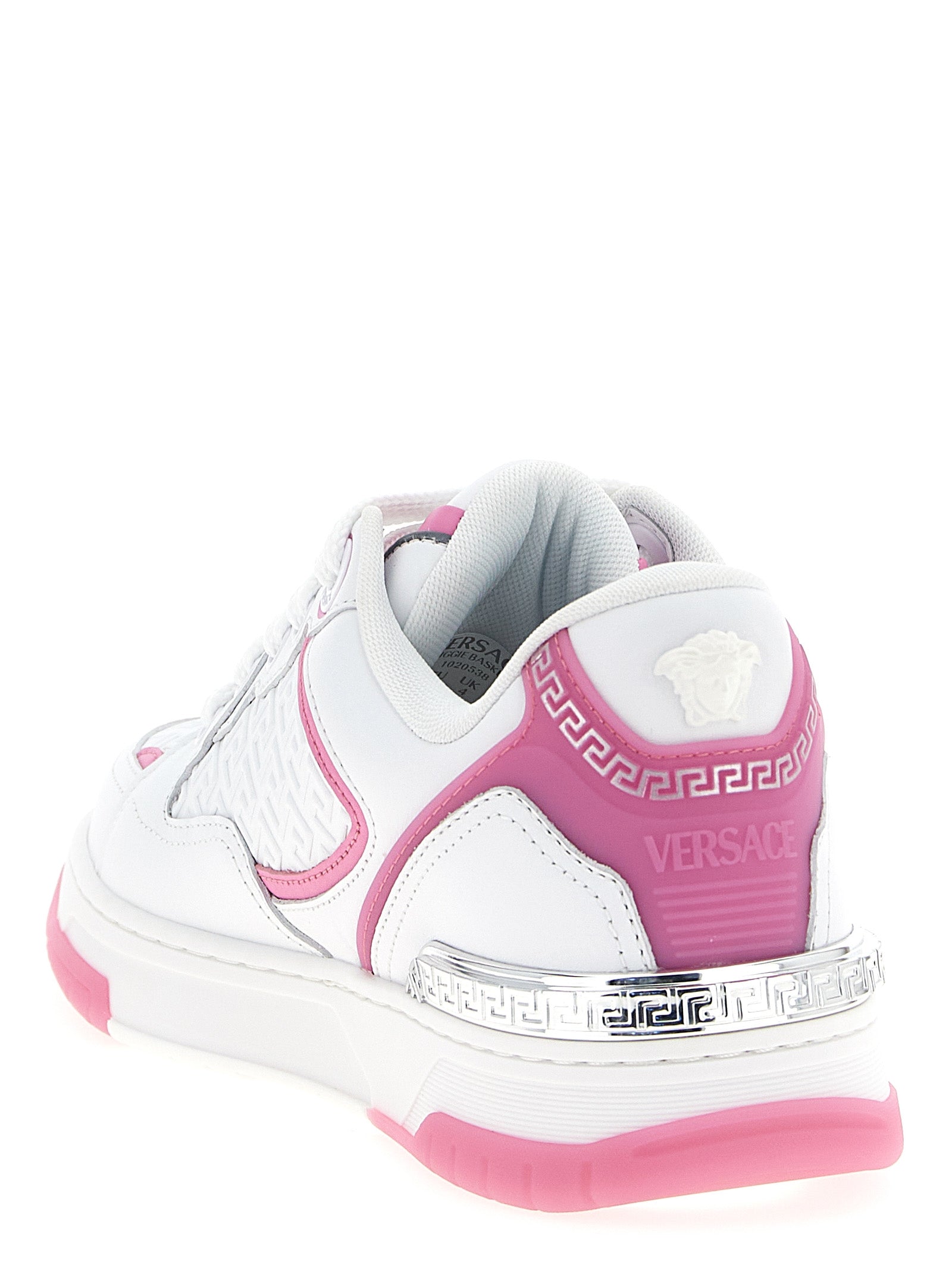 Versace Pink Biggie Basket Athletic Sneakers Leather