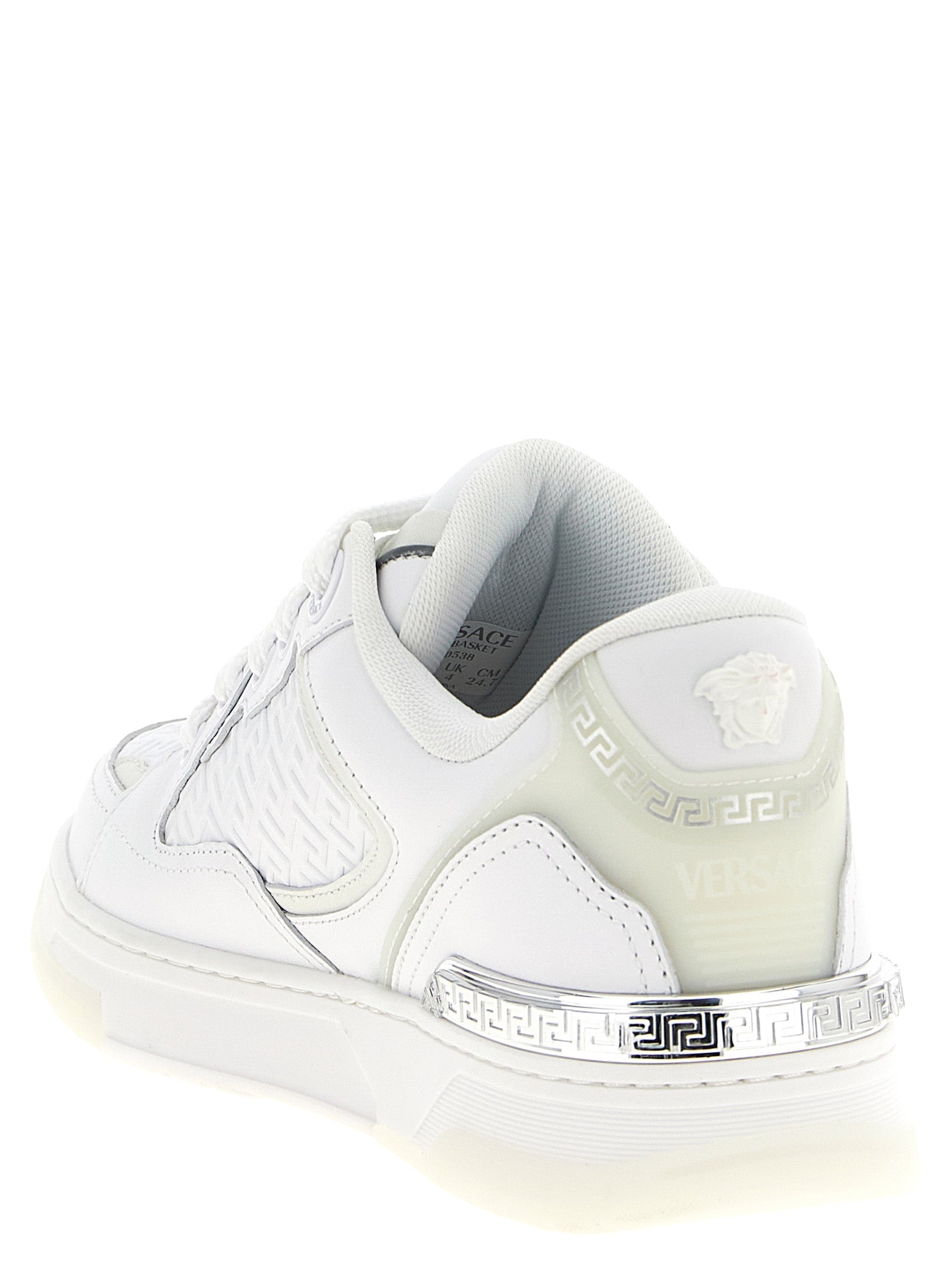 Versace White Biggie Basket Low Top Sneakers Leather
