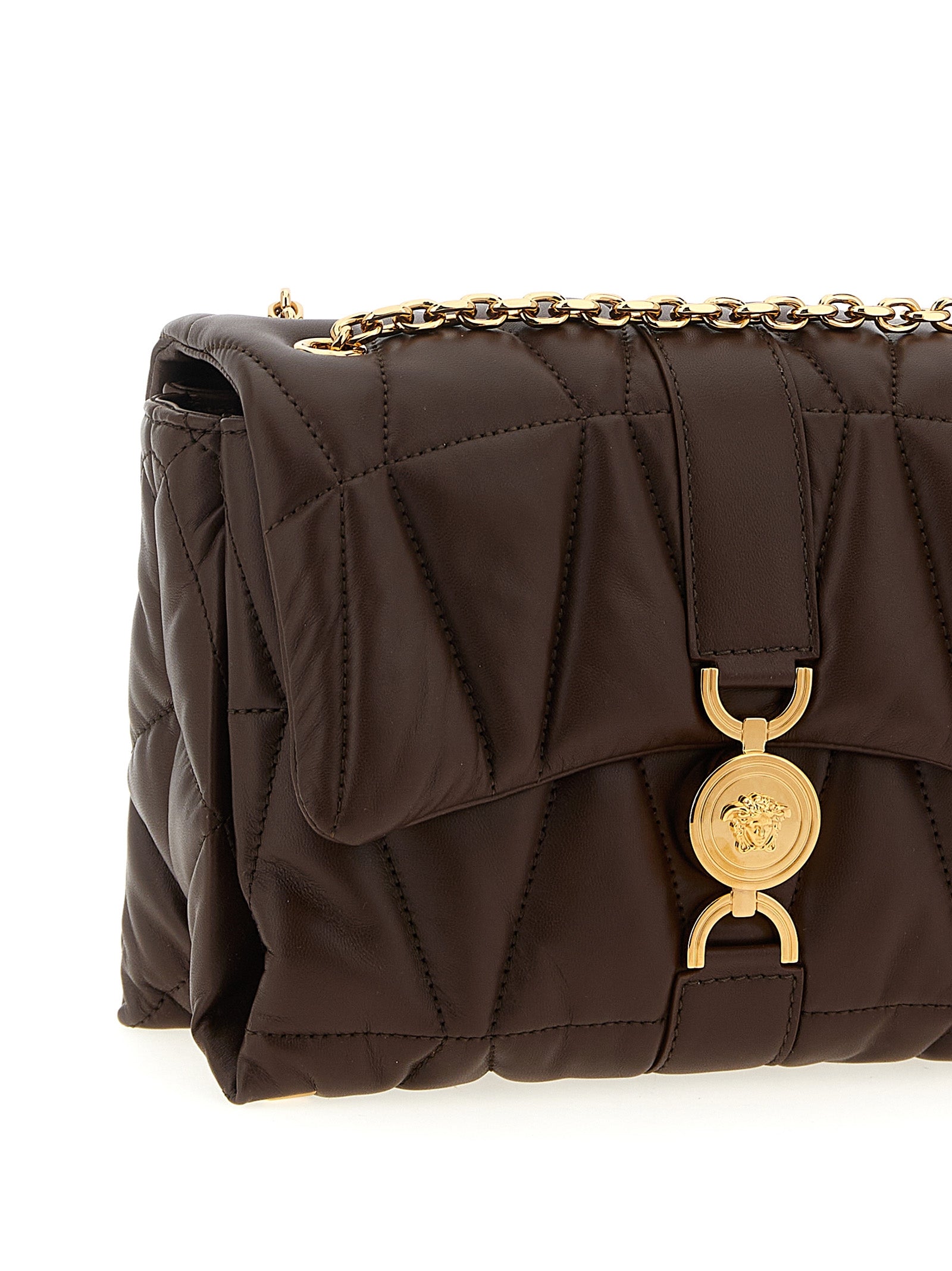 Versace Brown Kleio Lambskin Shoulder Bag