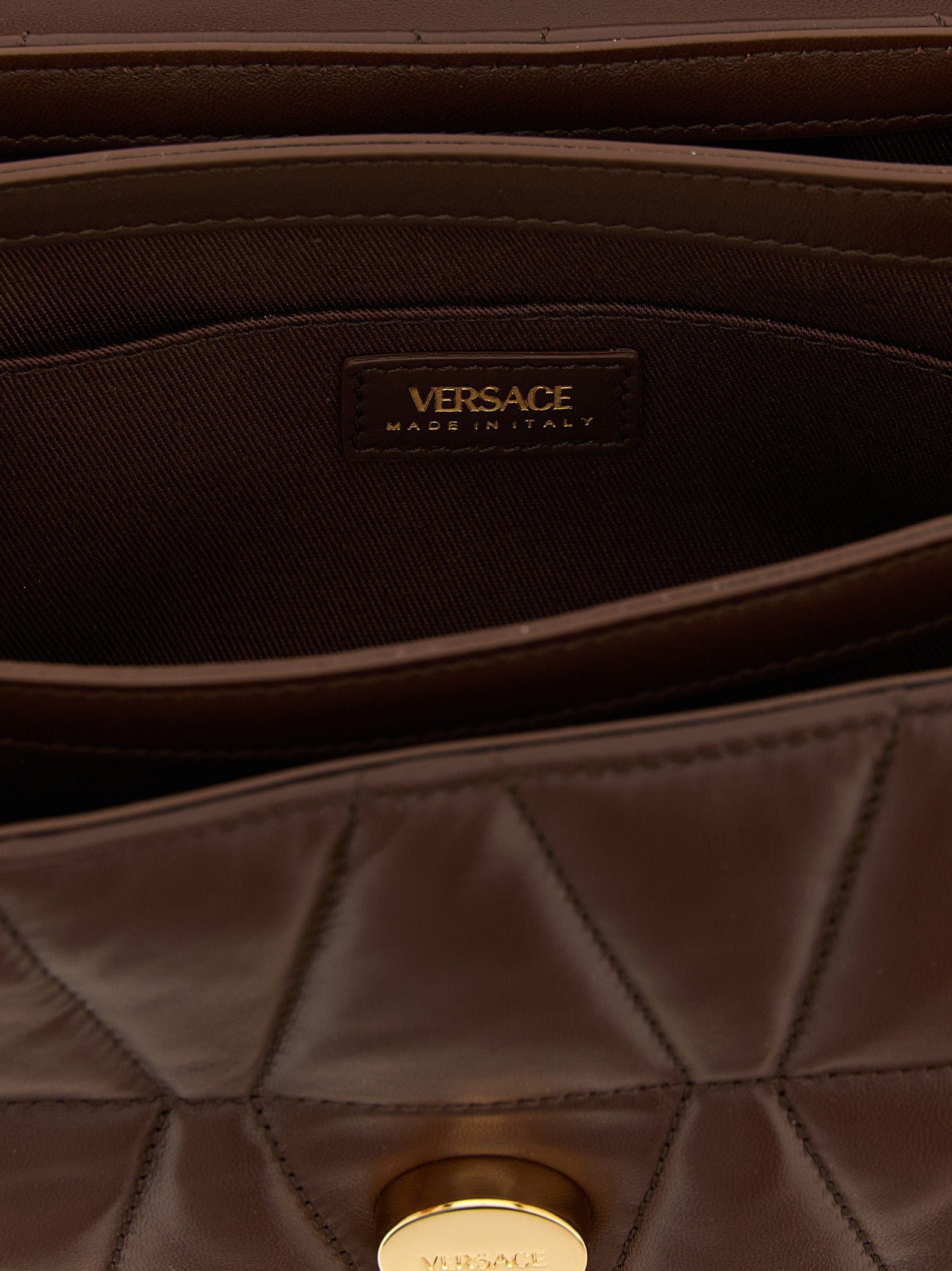Versace Brown Kleio Lambskin Shoulder Bag